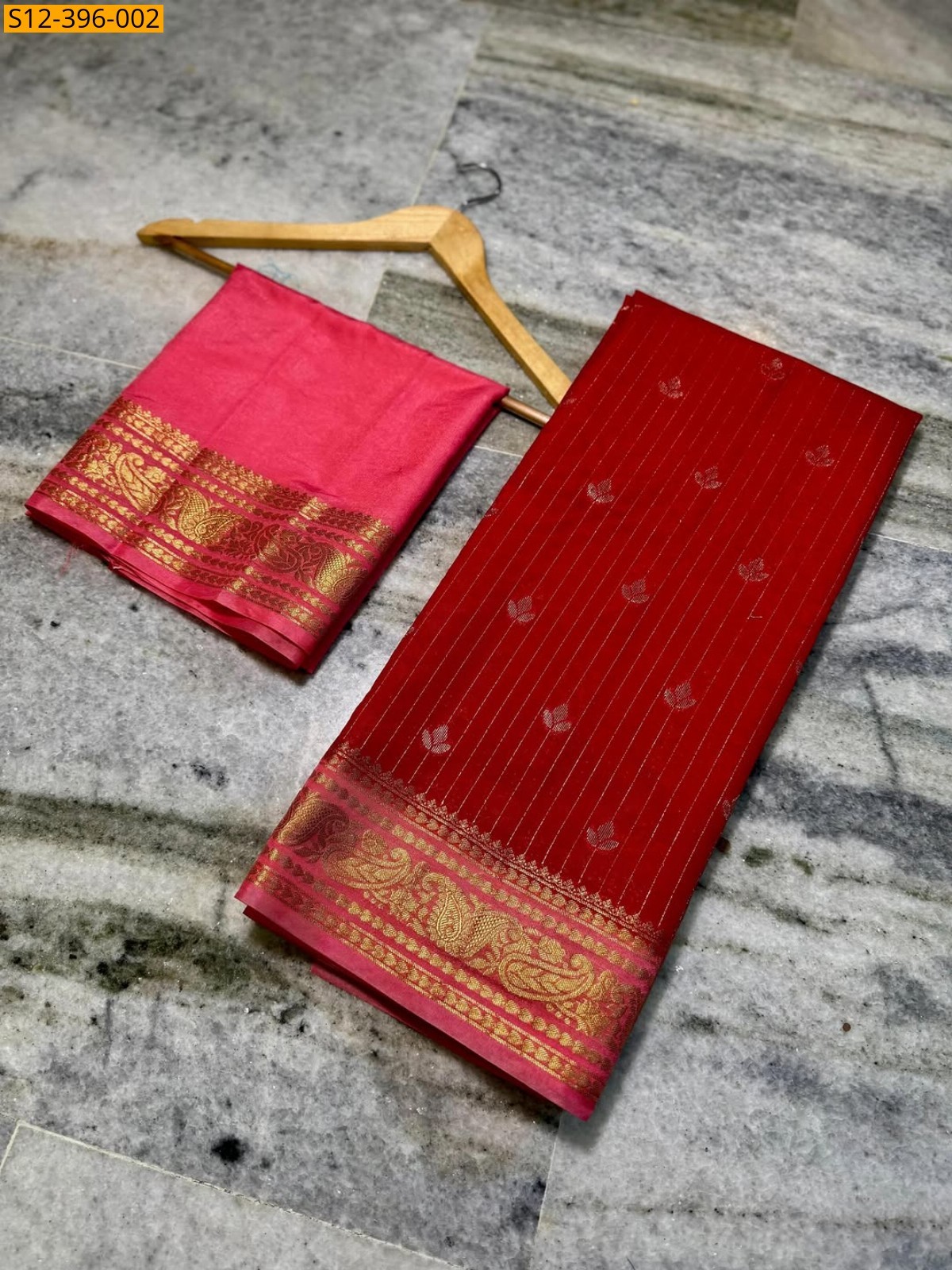 Red Fancy Banarasi daibal semi chiniya soft silk Saree