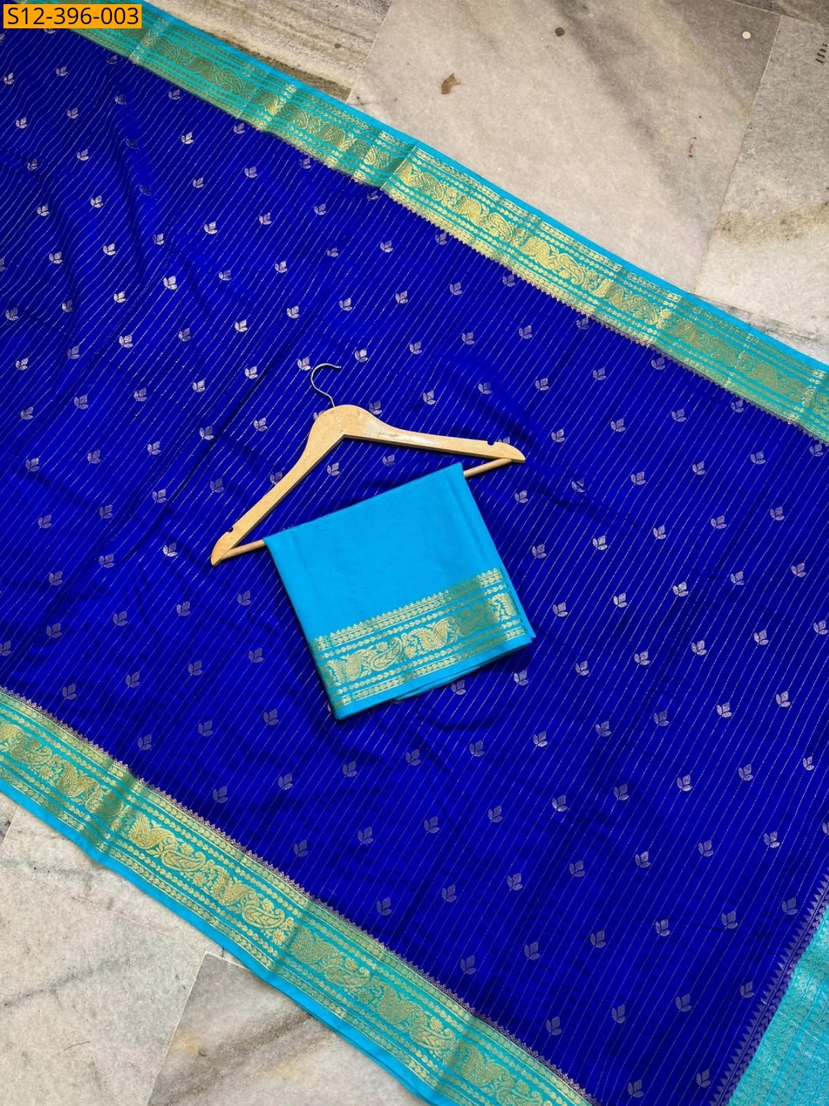 Royal Blue Fancy Banarasi daibal semi chiniya soft silk Saree