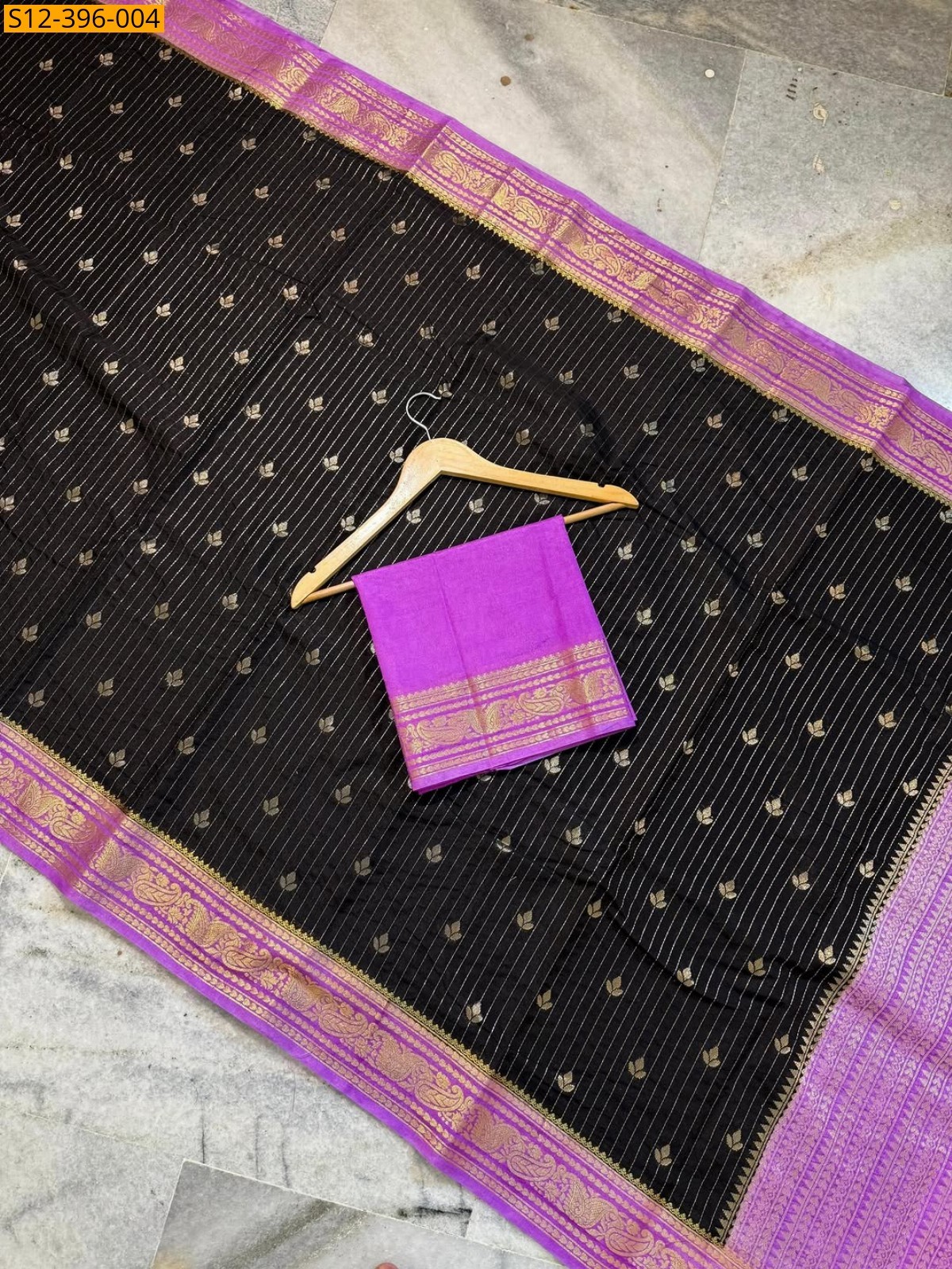 Black Fancy Banarasi daibal semi chiniya soft silk Saree