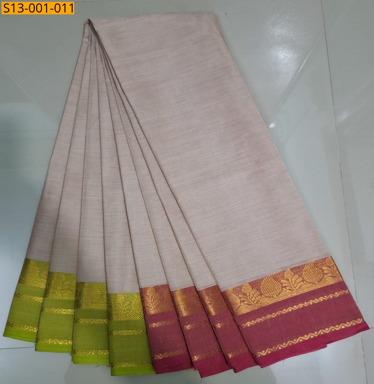 Cream Fancy Chettinadu Cotton sarees