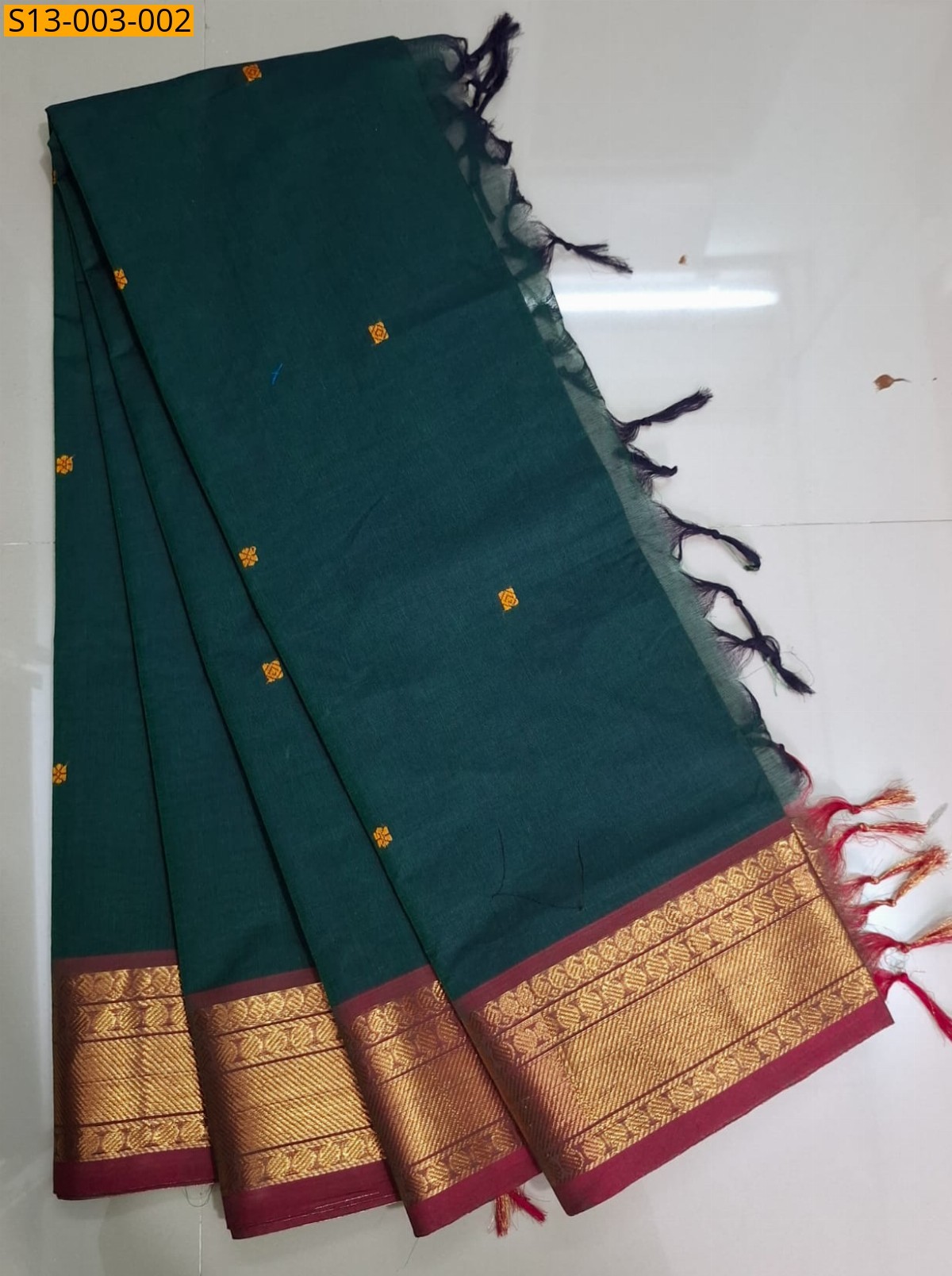 Dark Green Fancy kanchi cotton sarees