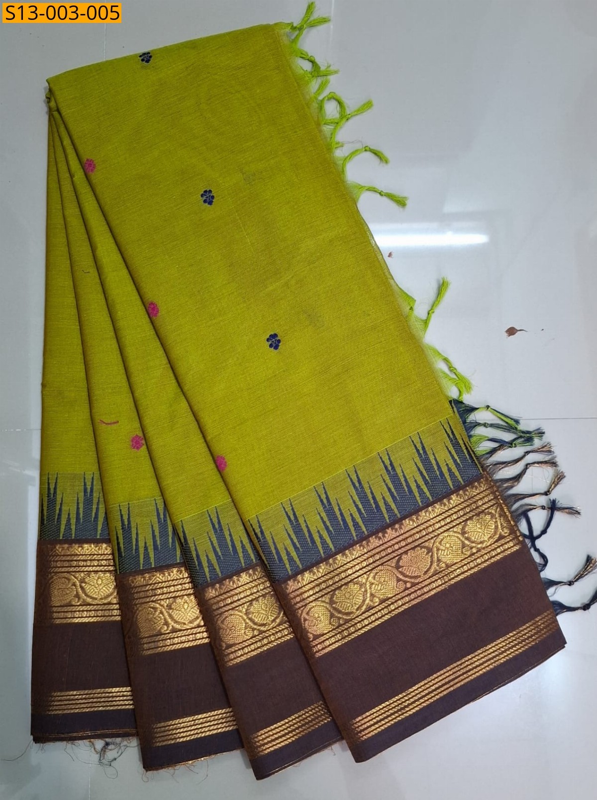 Neon Green Fancy kanchi cotton sarees