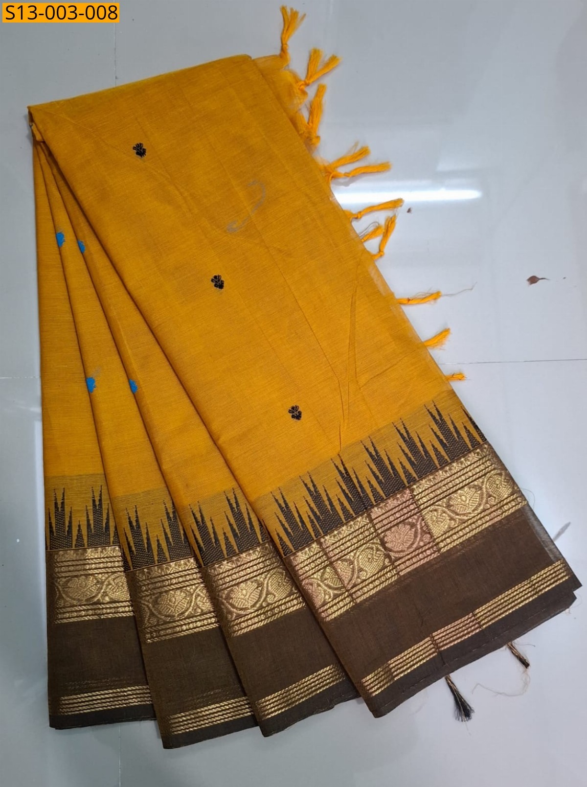 Orange Fancy kanchi cotton sarees