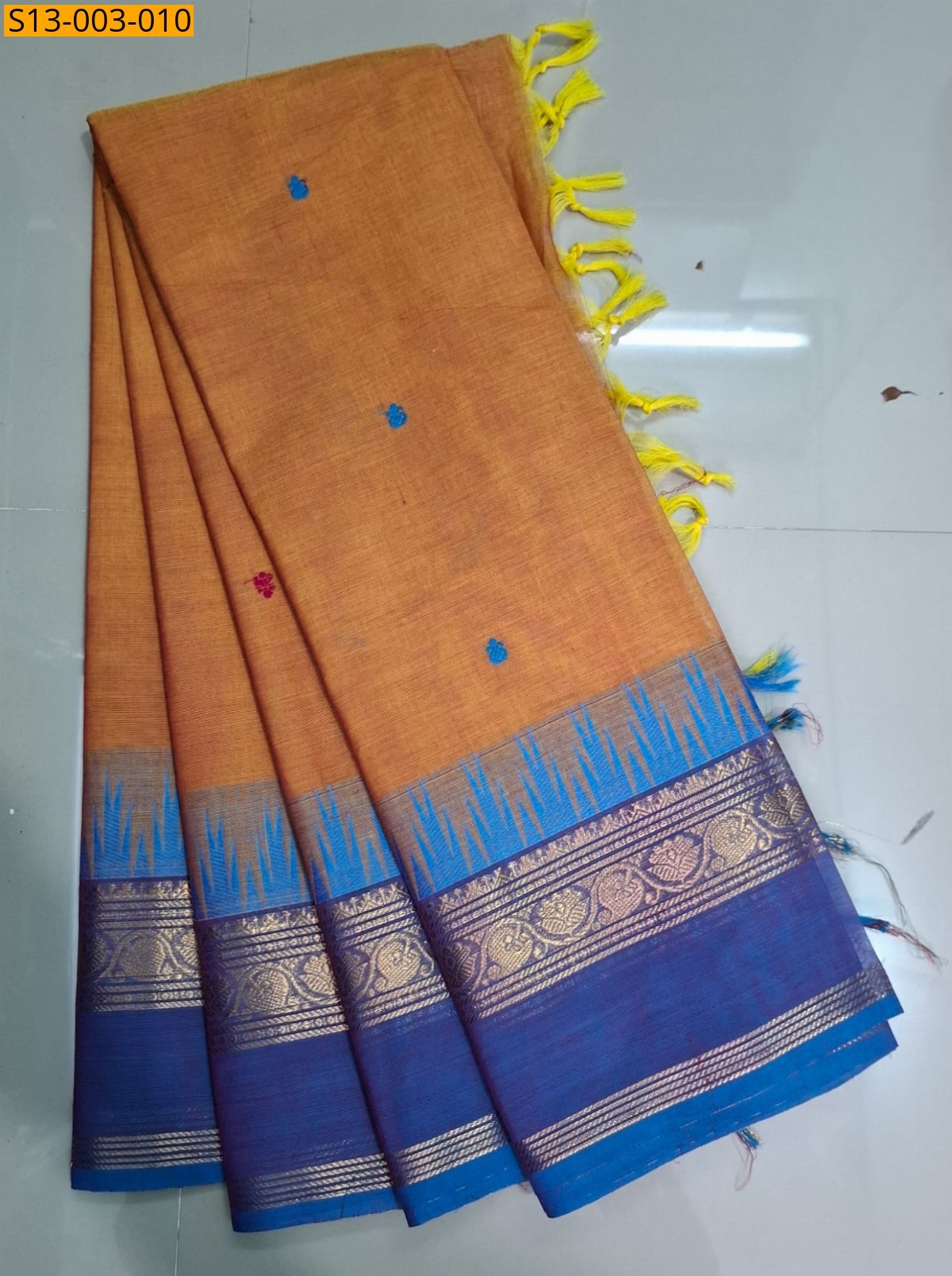Orange Fancy kanchi cotton sarees
