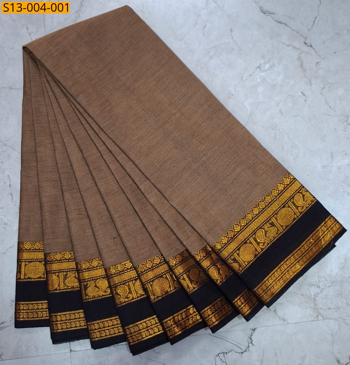 Brown Fancy Chettinad cotton sarees