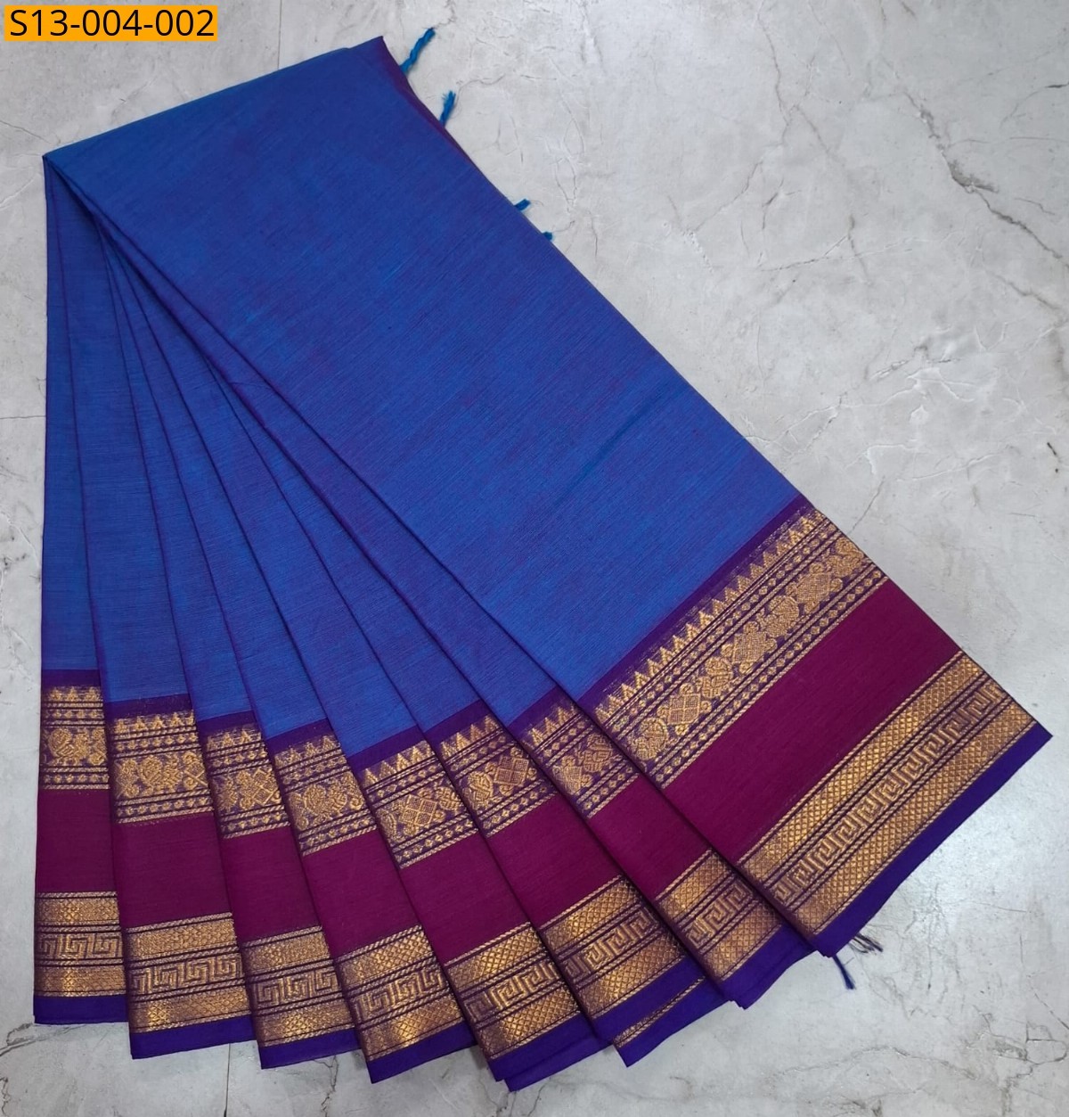 Blue Fancy Chettinad cotton sarees