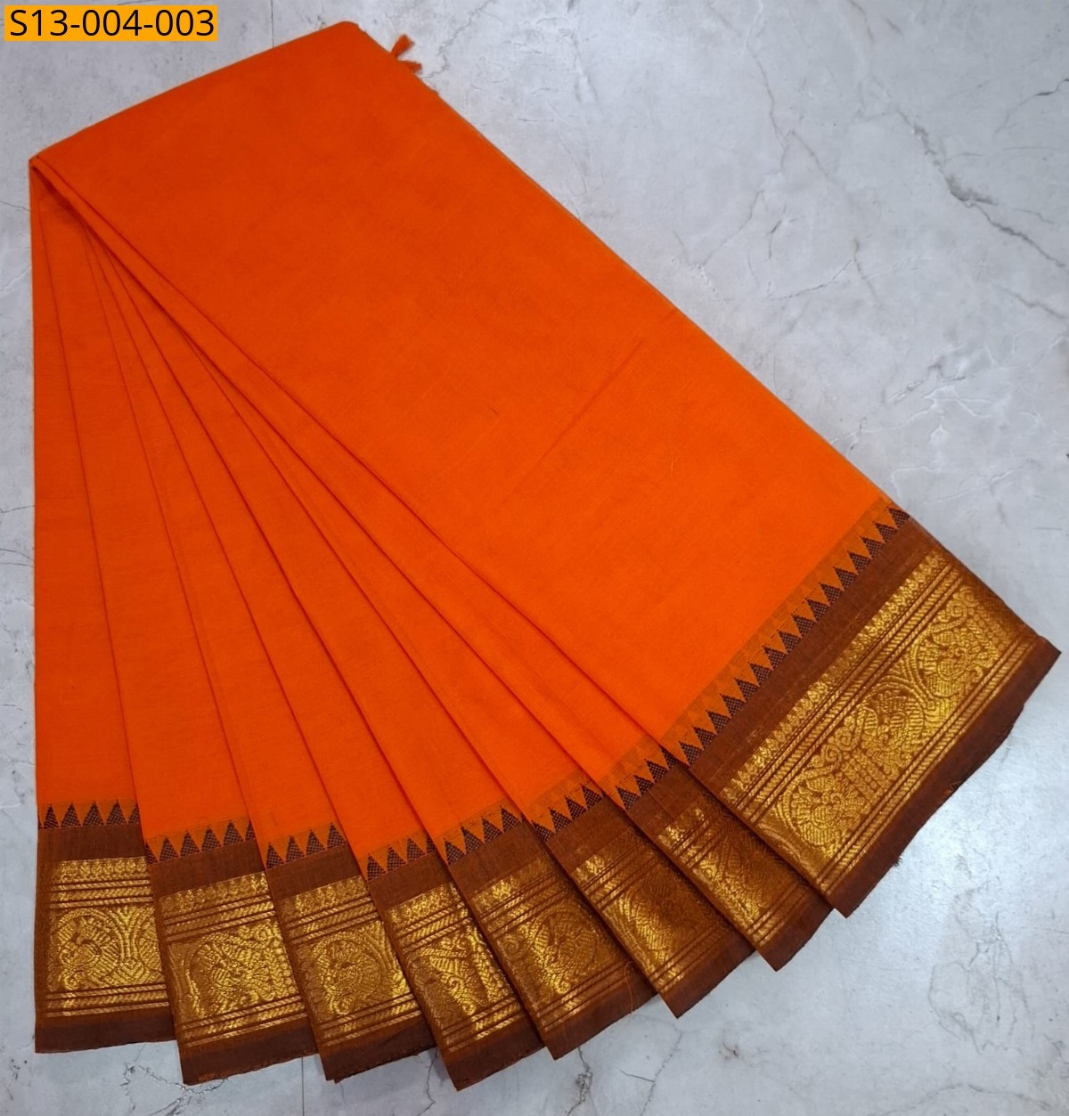 Orange Fancy Chettinad cotton sarees