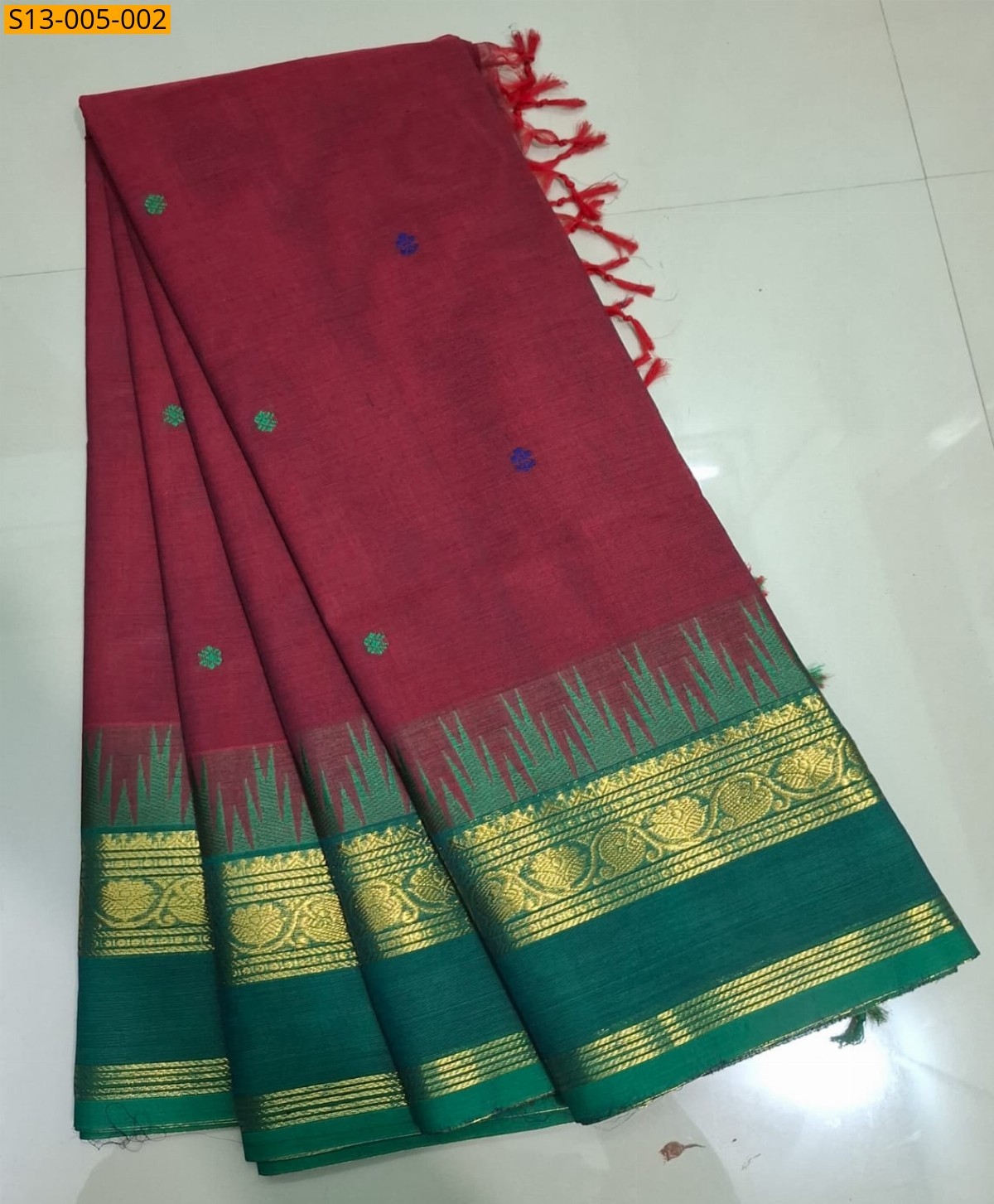Red Fancy kanchi cotton sarees 