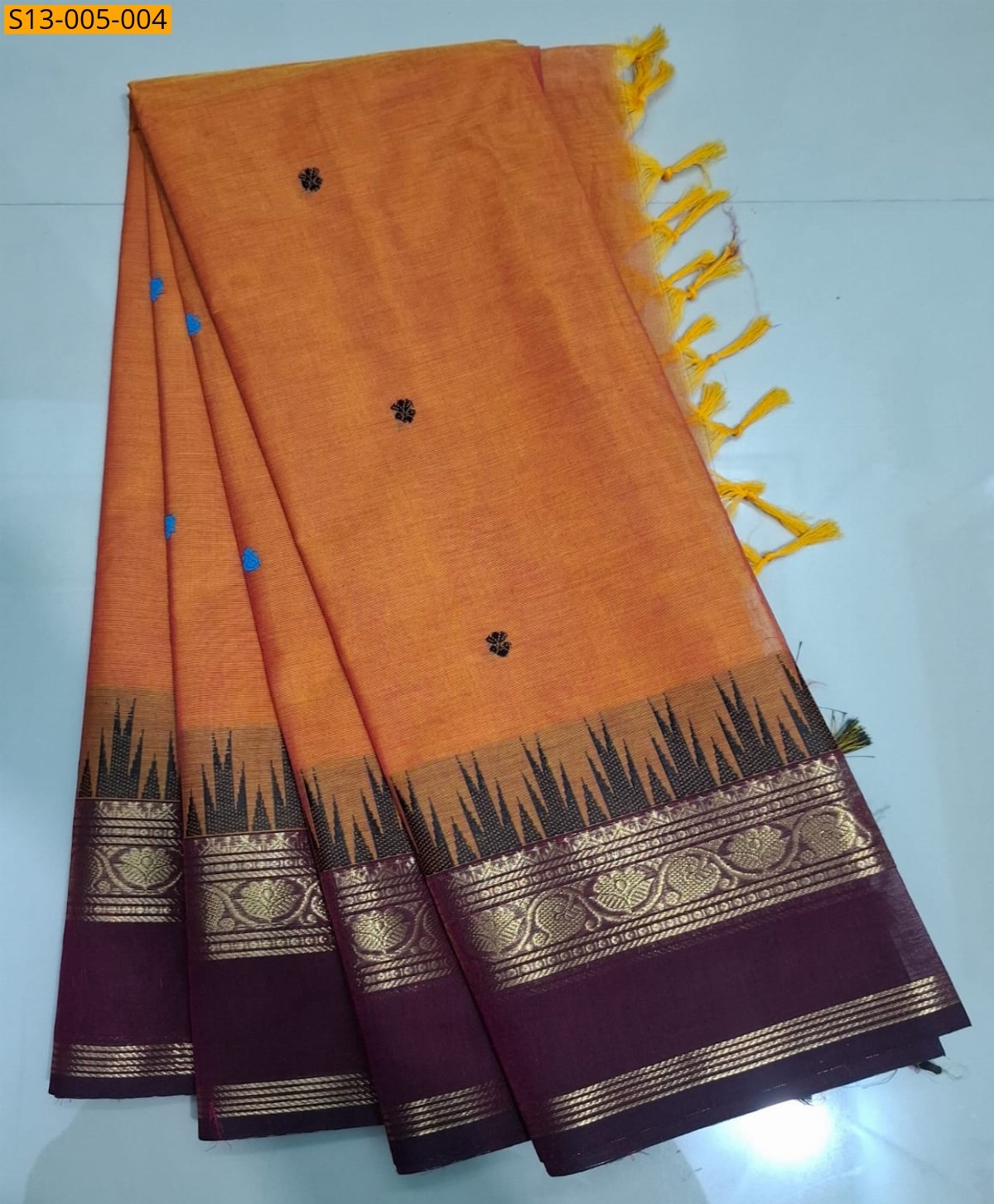 Yellow Fancy kanchi cotton sarees 