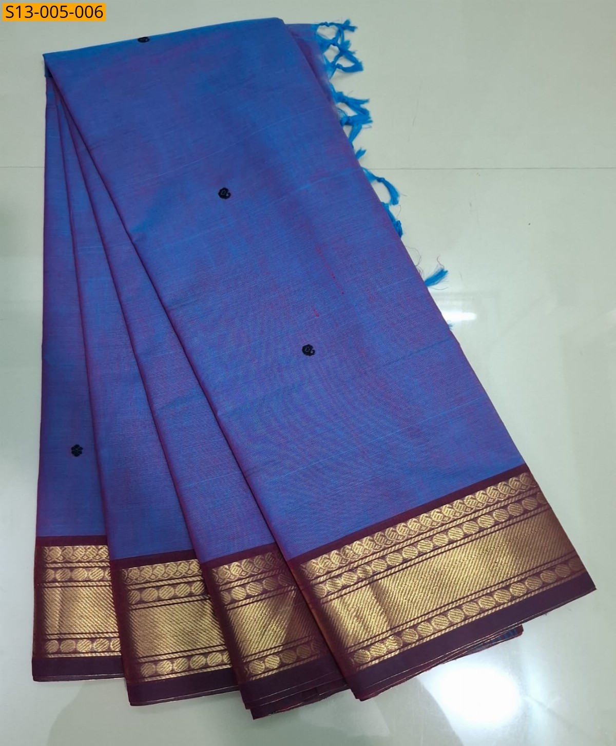 Blue Fancy kanchi cotton sarees 