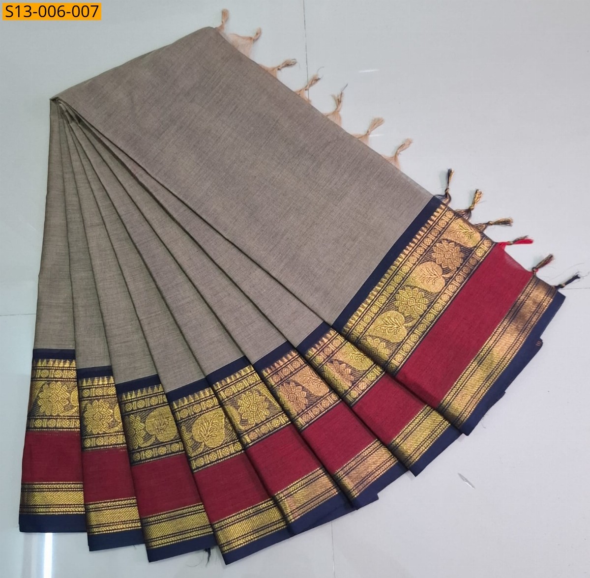 Brown Fancy Chettinad cotton sarees