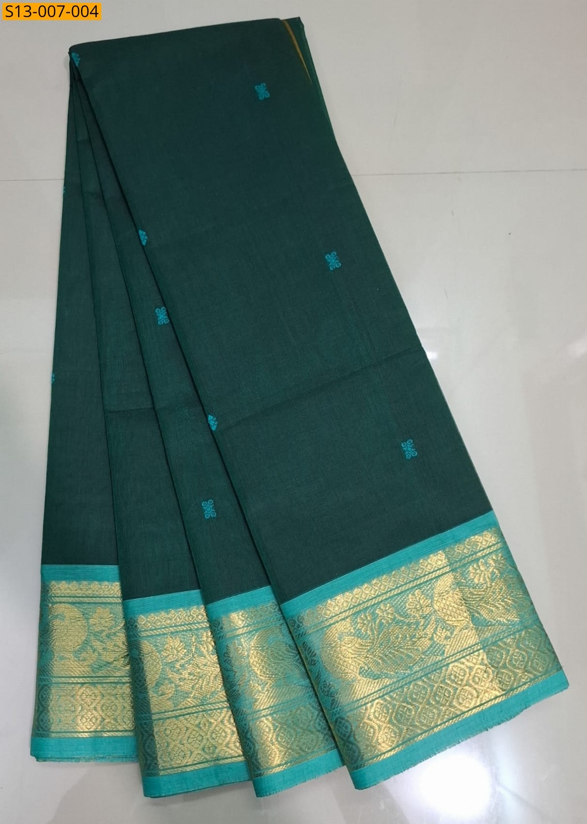 Green Fancy Kanchi cotton Saree