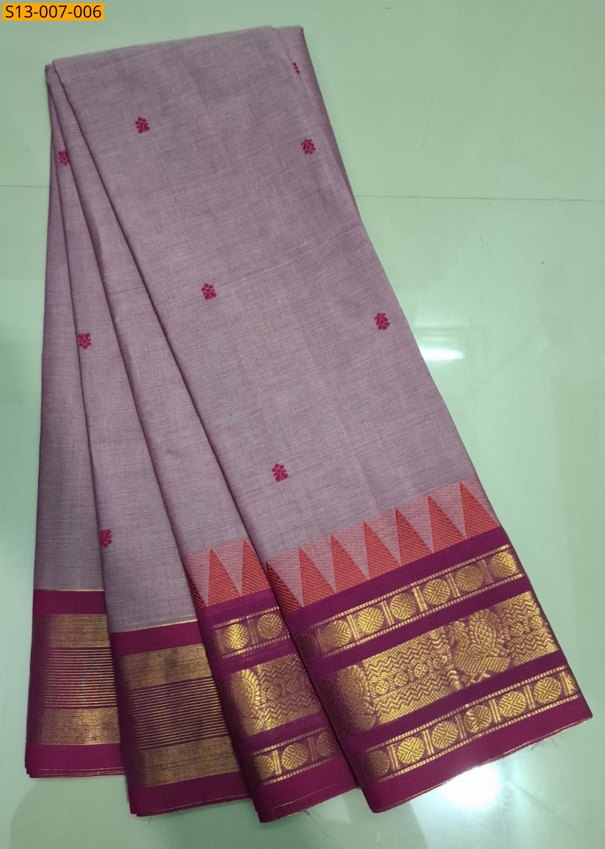 Onion Fancy Kanchi cotton Saree