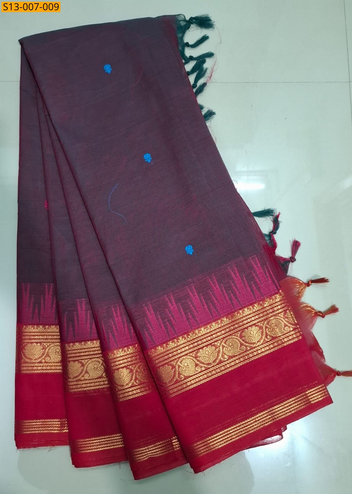 Wine Fancy Kanchi cotton Saree