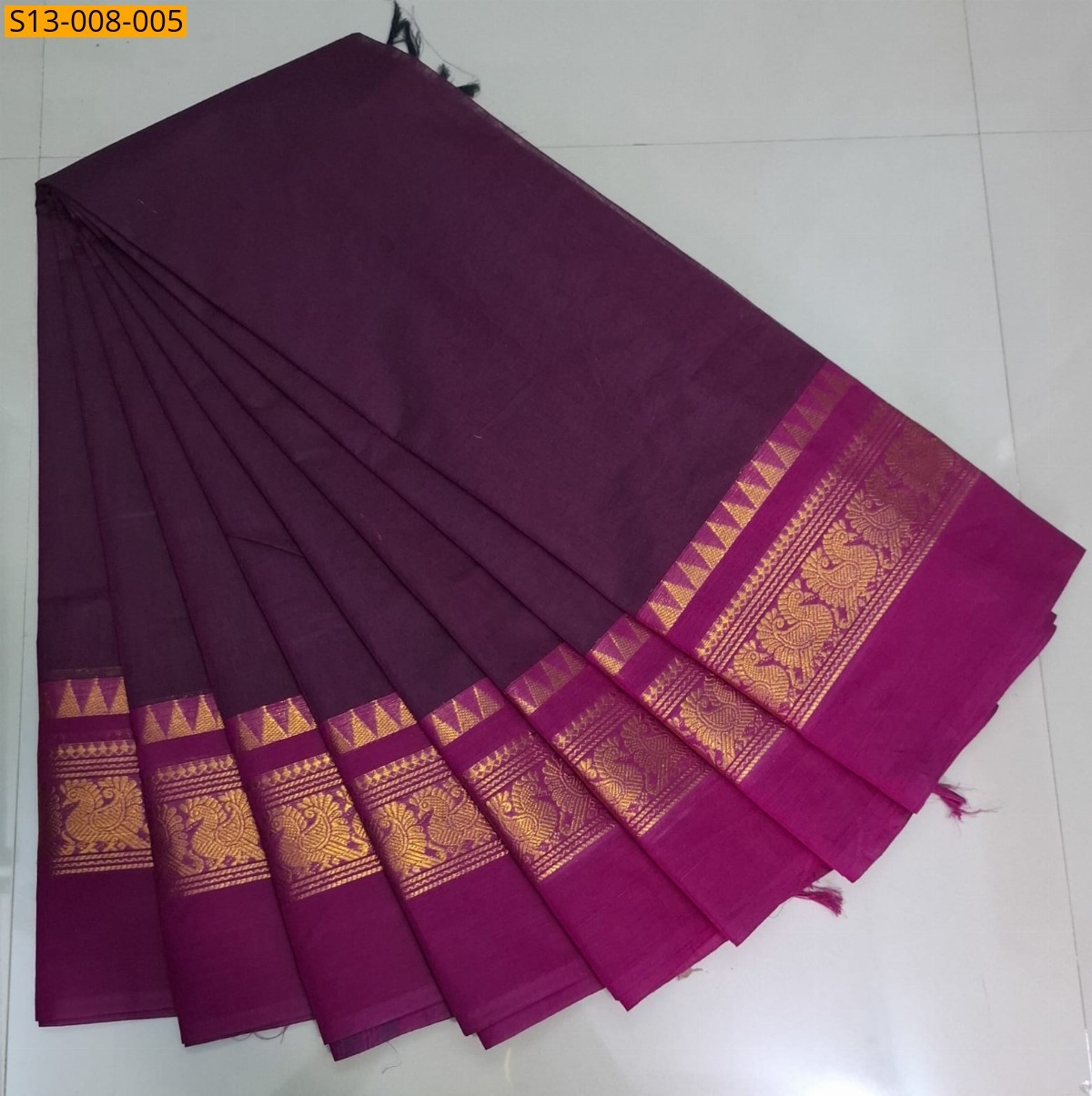 Wine Fancy Chettinad Cotton Saree