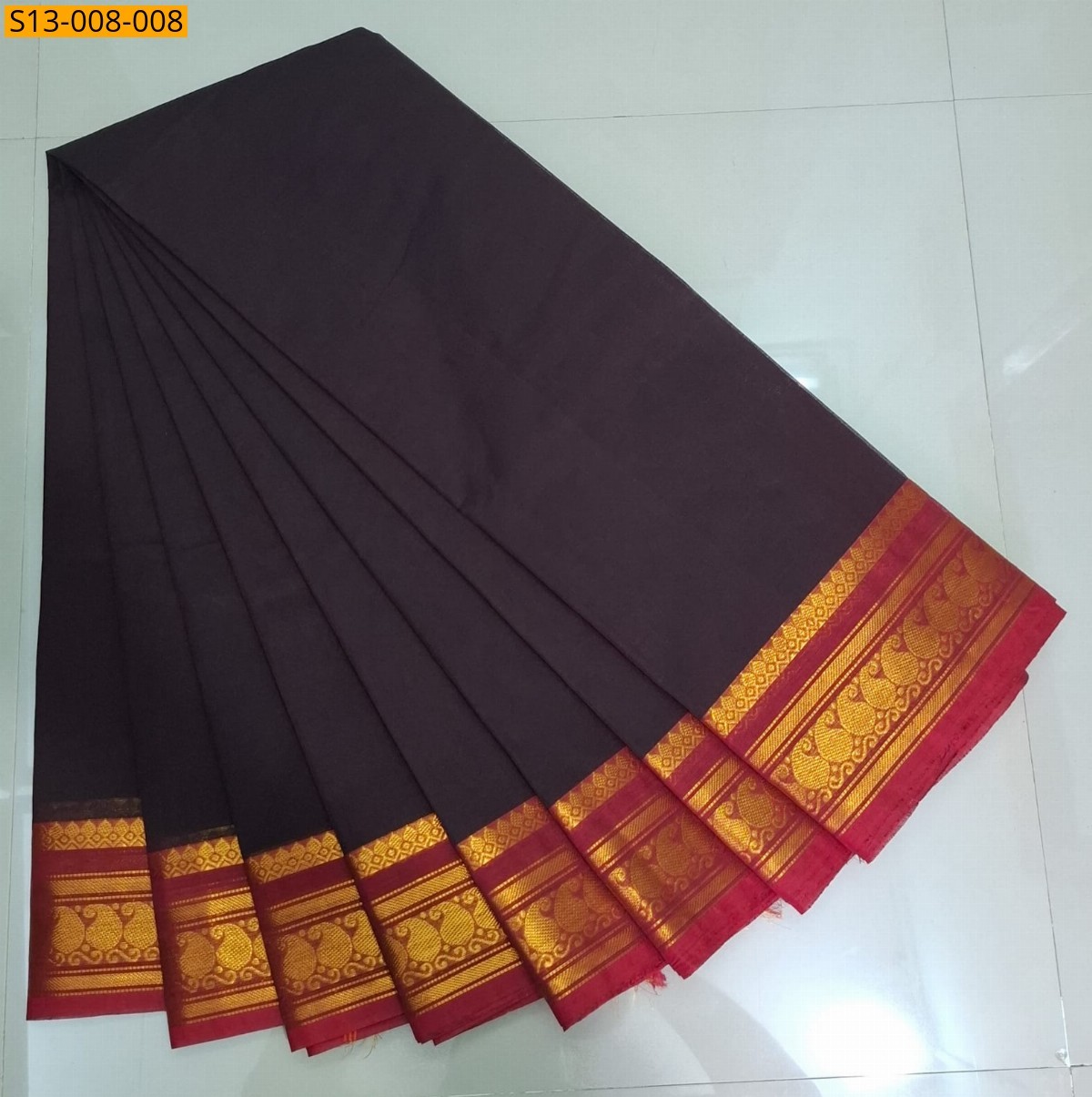 Dark Maroon Fancy Chettinad Cotton Saree
