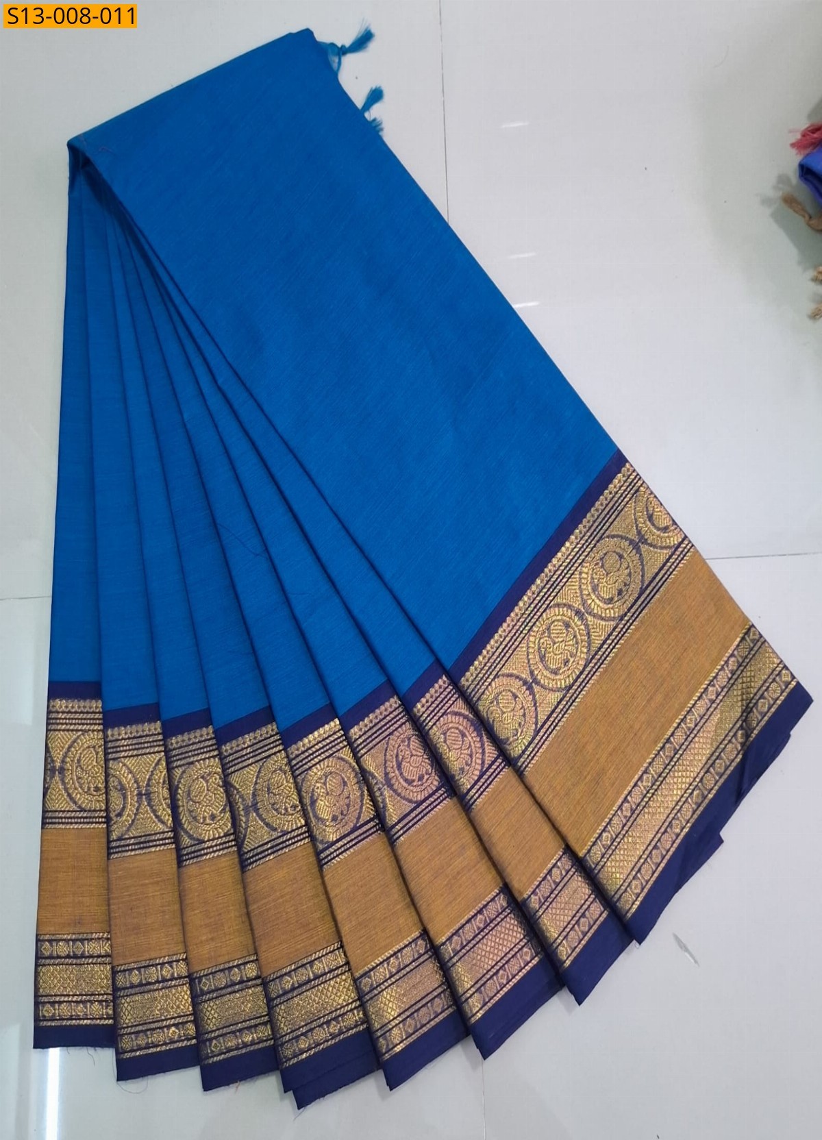 Blue Fancy Chettinadu Cotton sarees