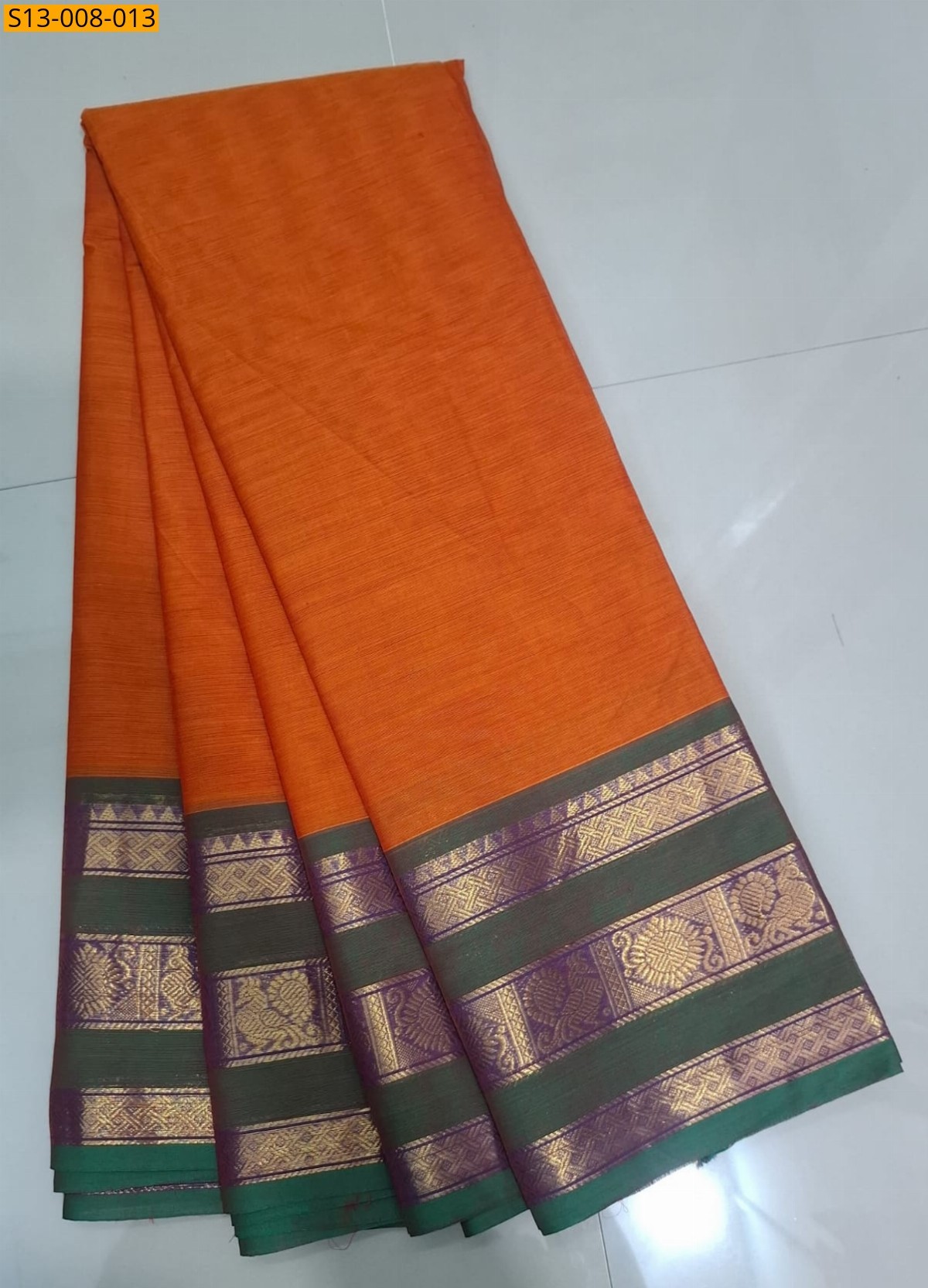 Orange Fancy Chettinadu Cotton sarees