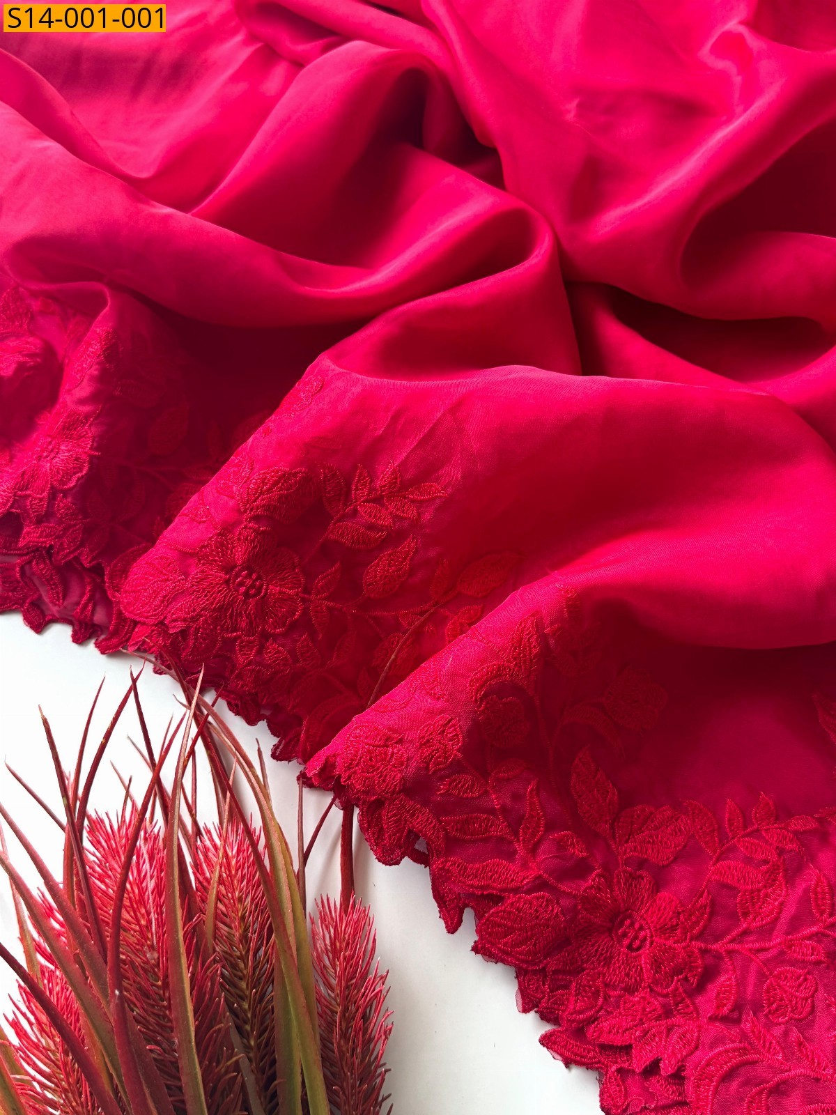 Red Fancy organza sarees