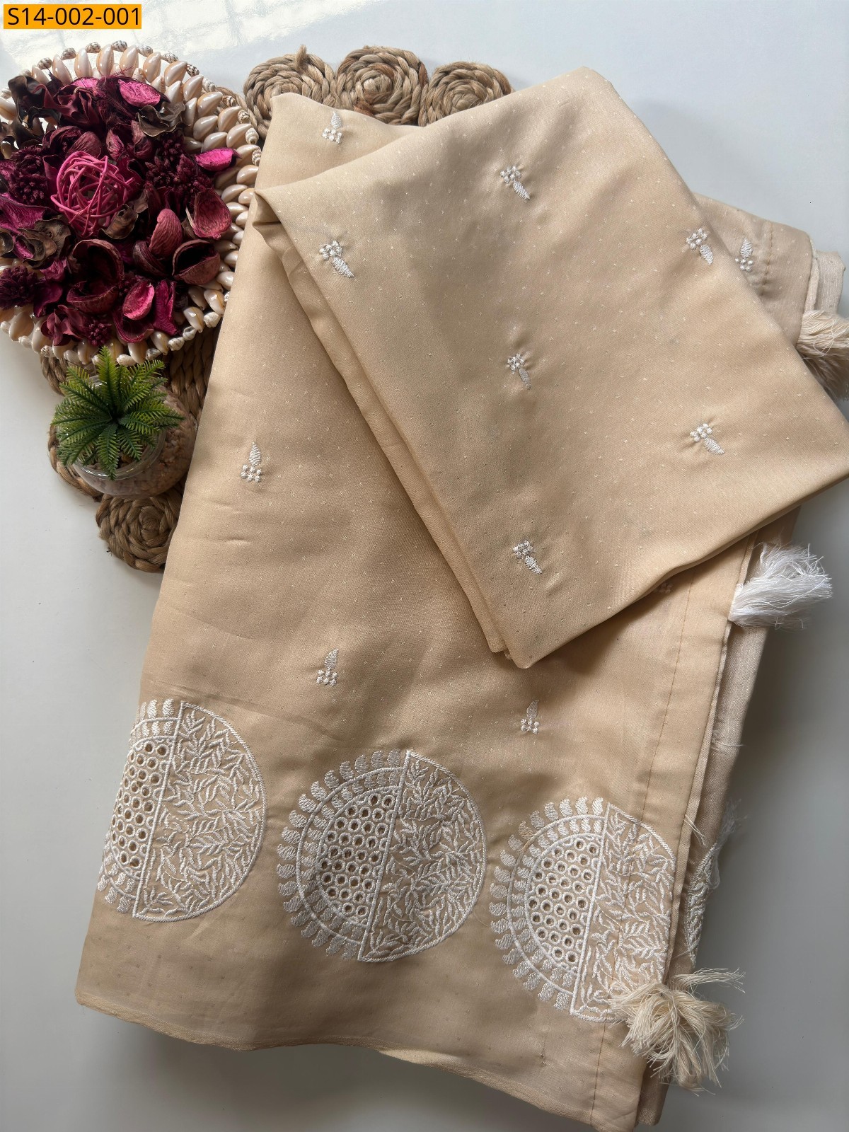 Sandal Fancy Tussar silk sarees