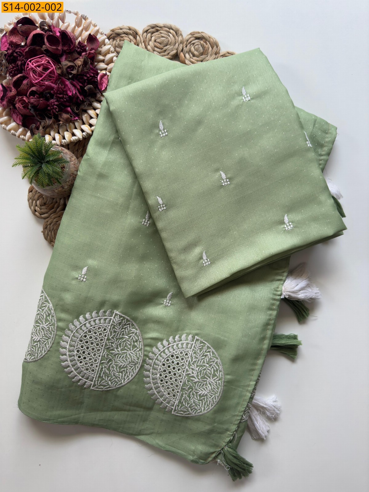 Green Fancy Tussar silk sarees