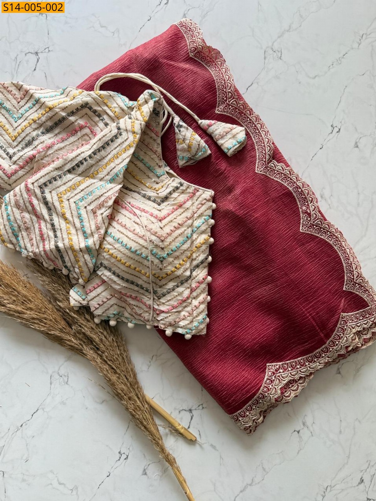 Maroon Fancy Cruncy Silk  sarees