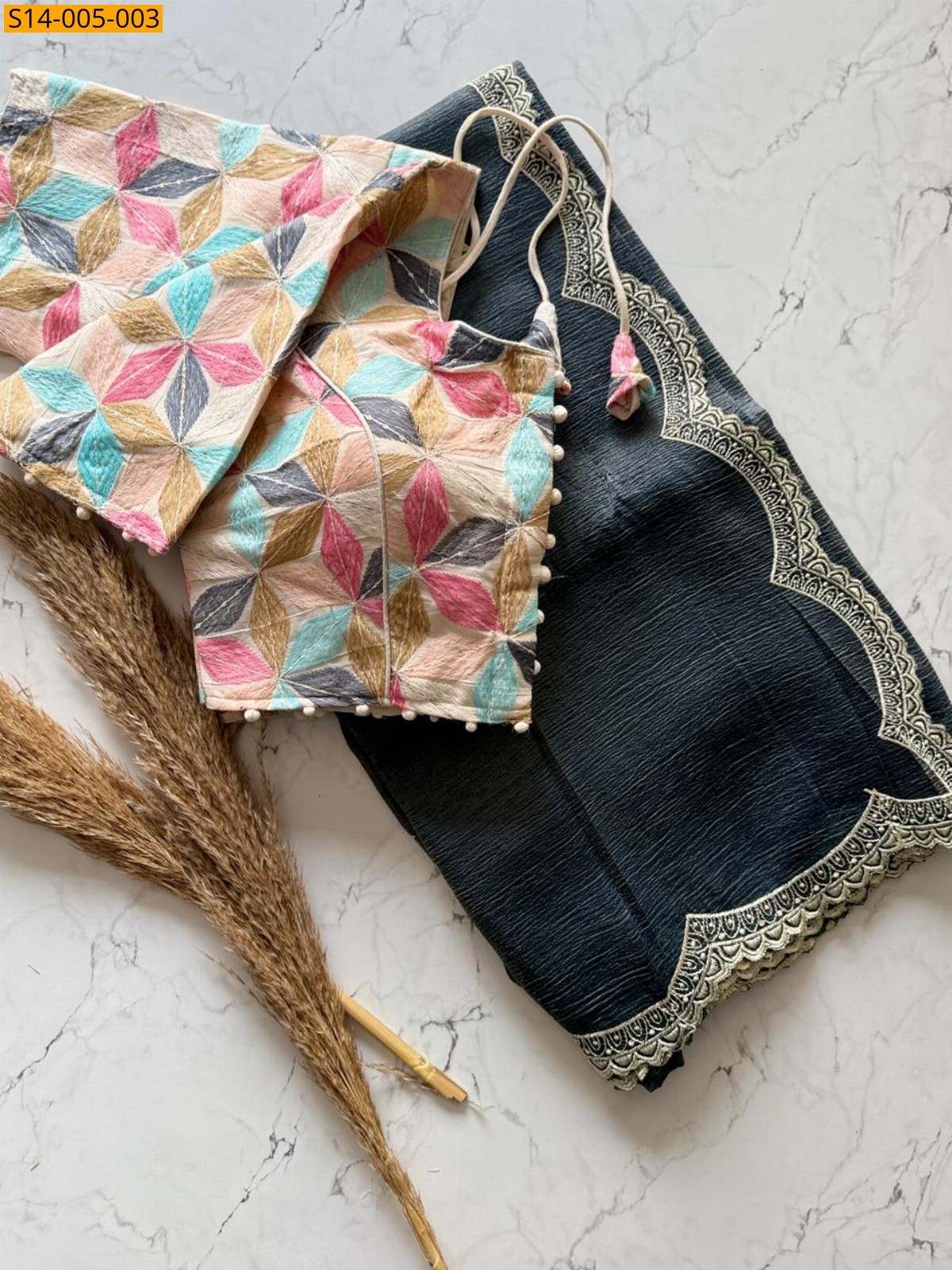 Black Fancy Cruncy Silk  sarees