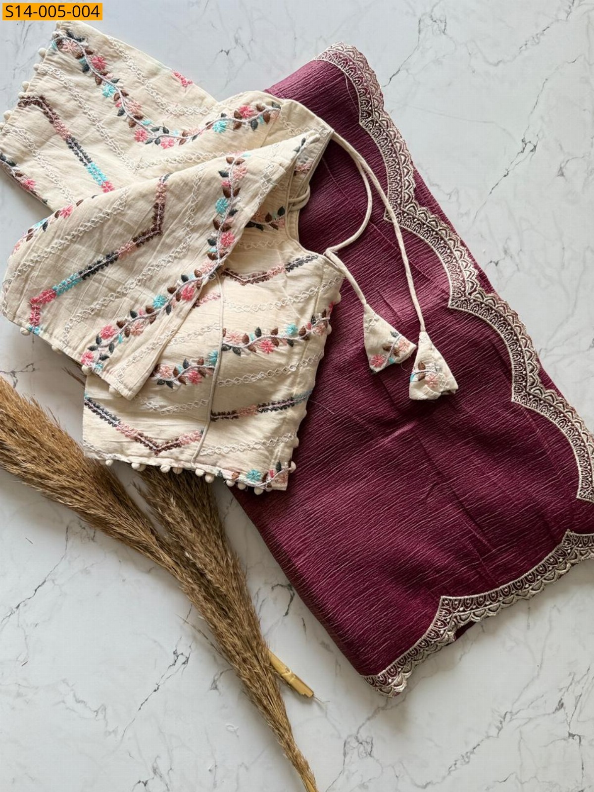 Maroon Fancy Cruncy Silk  sarees