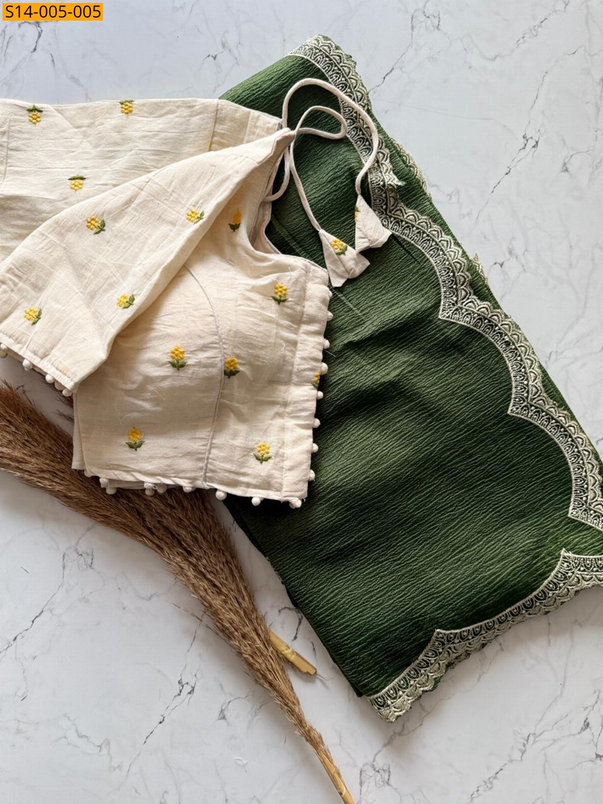 Green Fancy Cruncy Silk  sarees