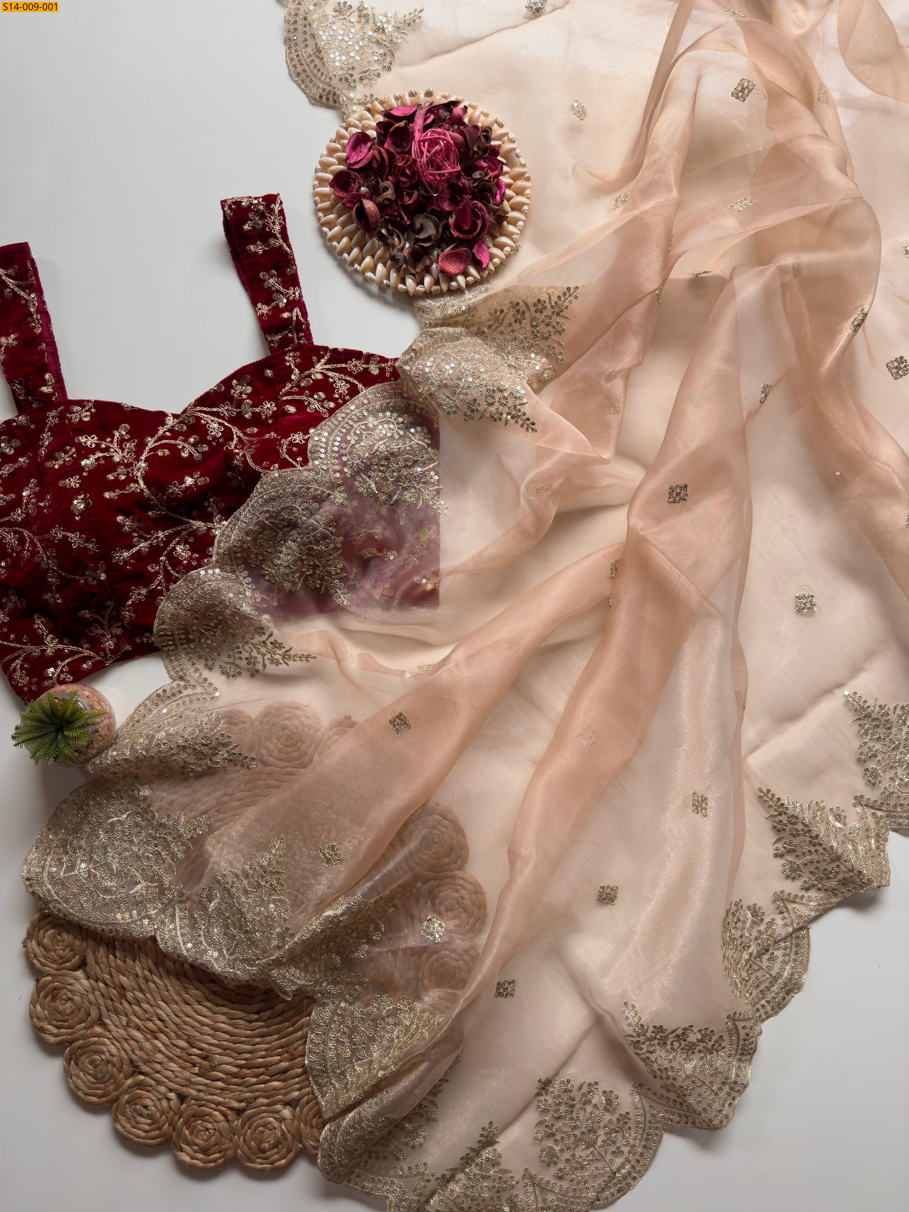 Sandal Pure Soft Orgenza Tissue sarees