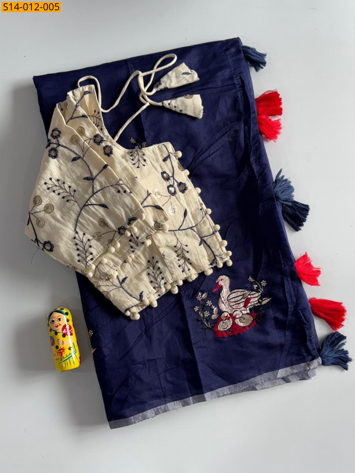 Navy blue Fancy Chanderi sarees