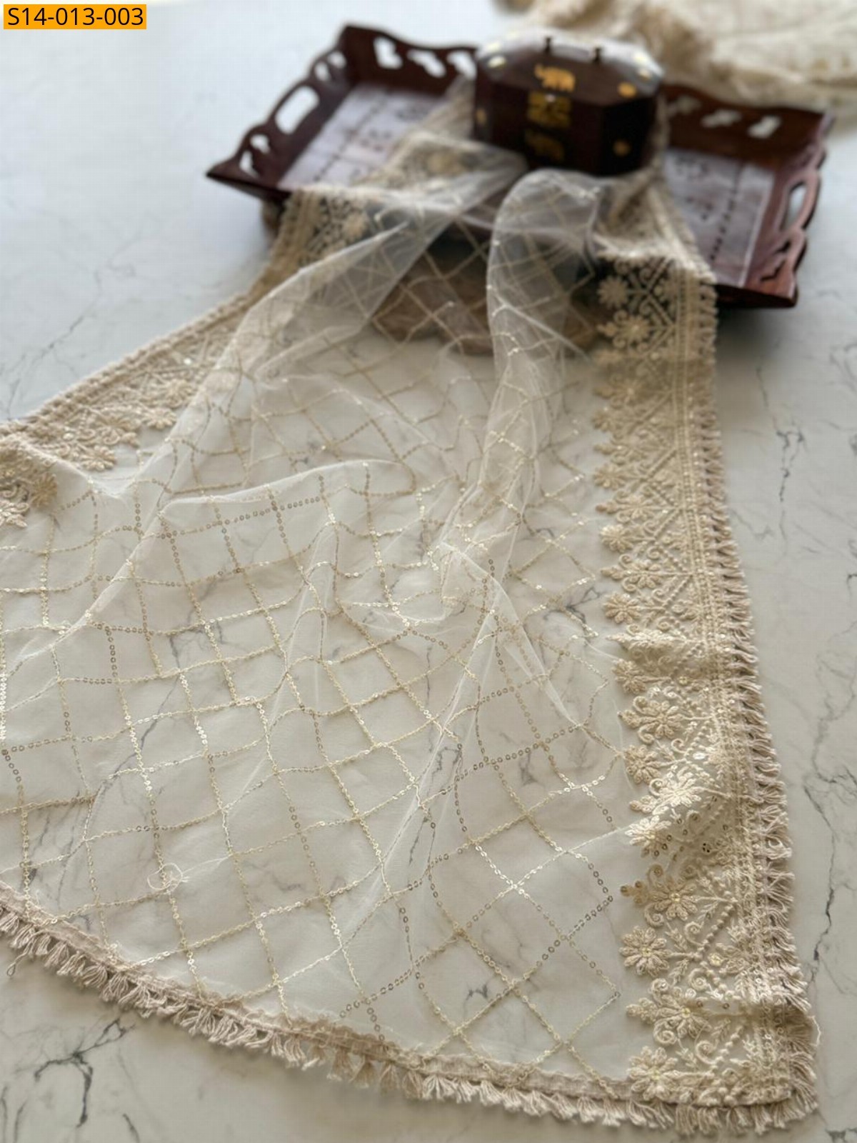 White Pure daible Dupatta