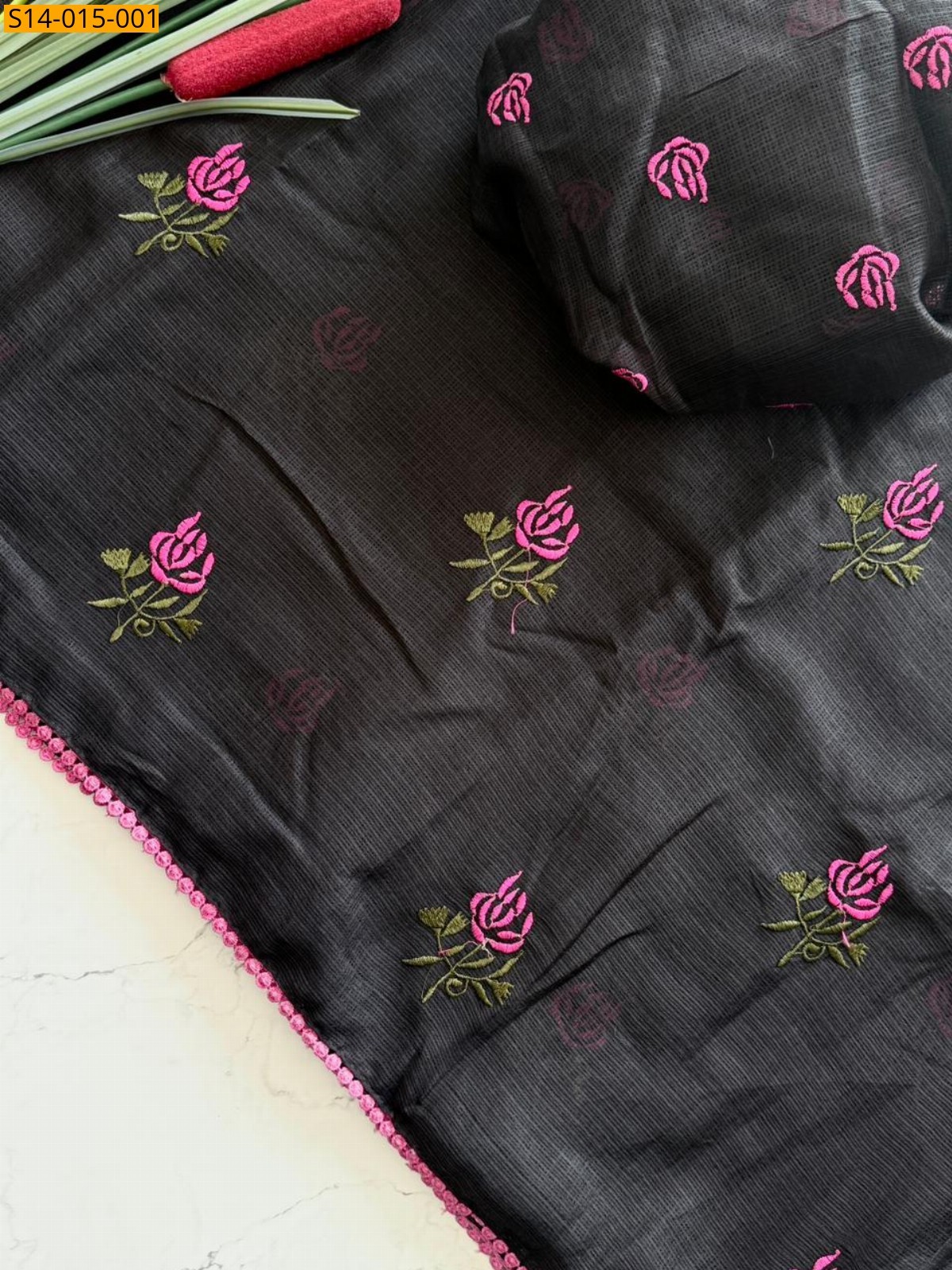 Black Fancy Kota Doriya Silk Sarees