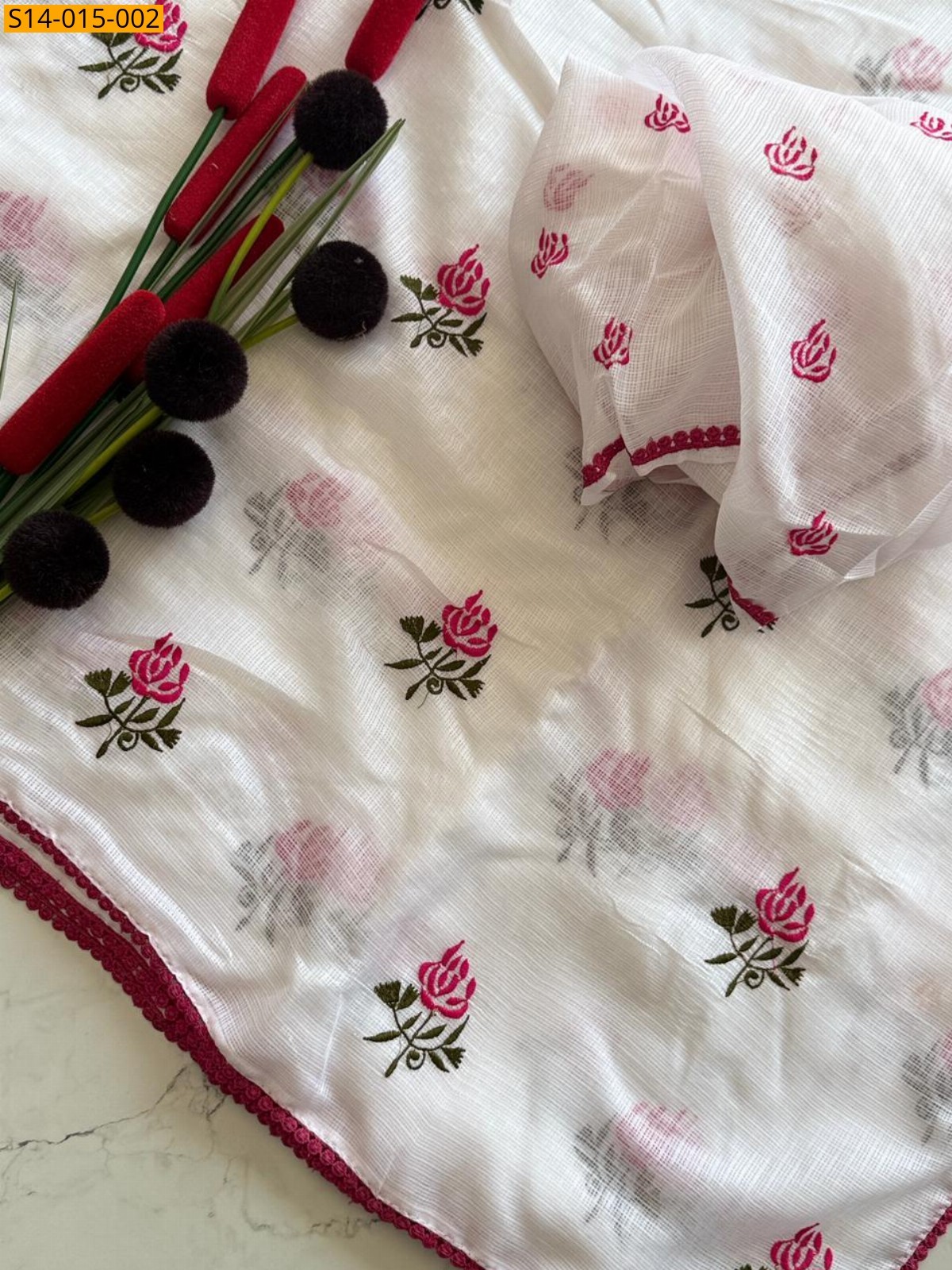 White Fancy Kota Doriya Silk Sarees