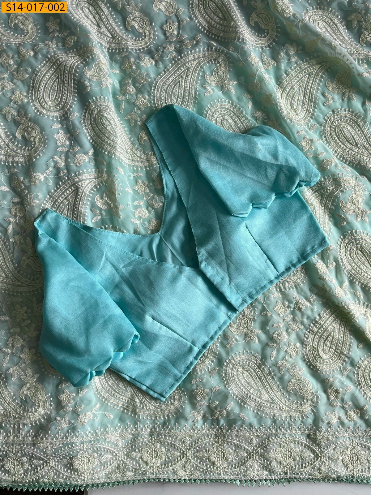 Sky Blue Pure Organza Tissue sarees