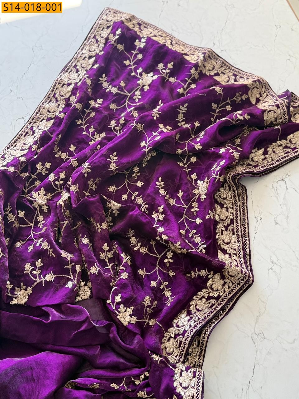 Purple Pure Fendi Satin Saree