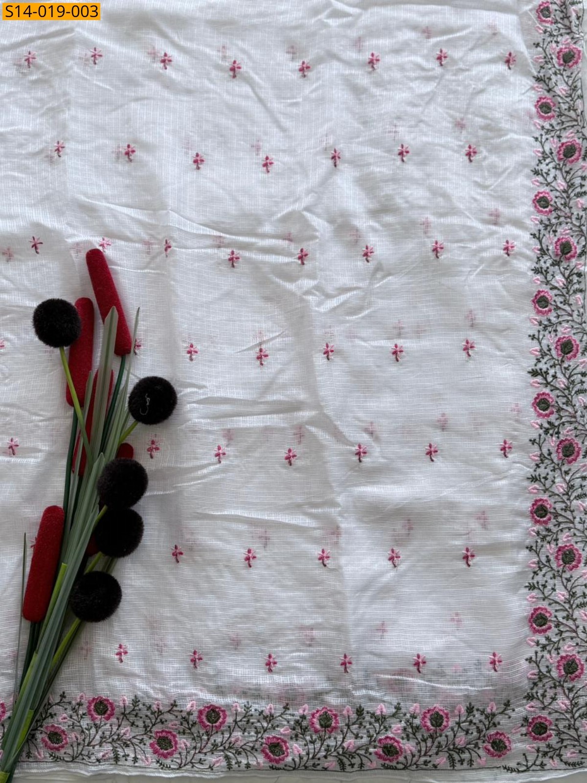 White Soft Kota Doriya Saree