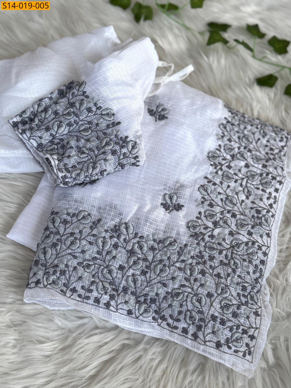 Gray Premium Soft Kota Checks Saree