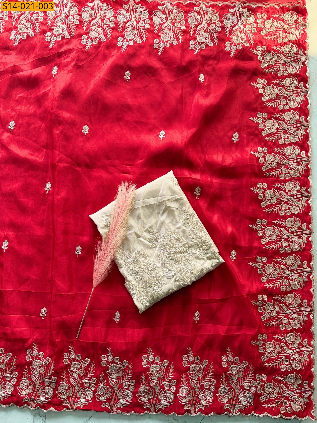 Red HO Silk Designer Sarees