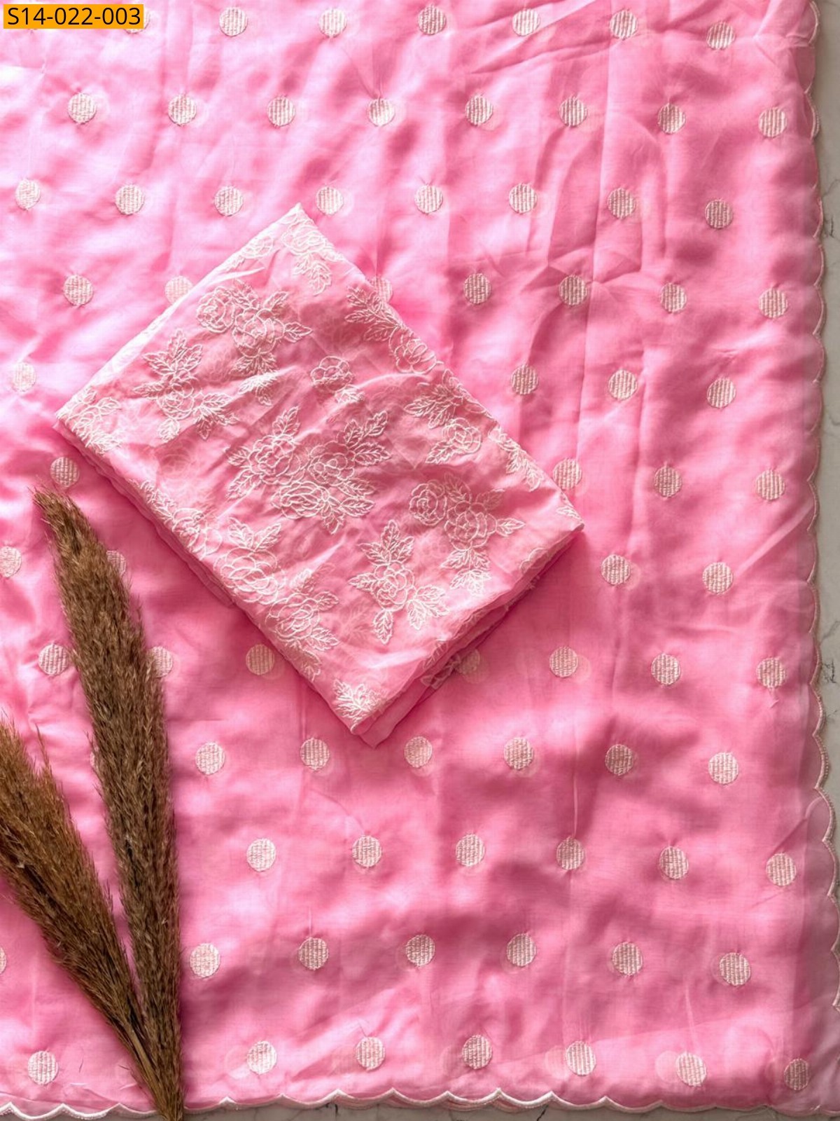 Baby pink Tebby Orgenza sarees