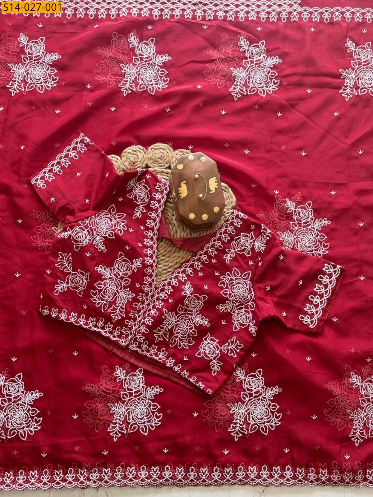 Red Soft Tebby orgenza saree