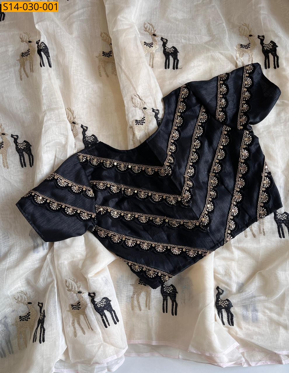 Half white Premium Chanderi saree