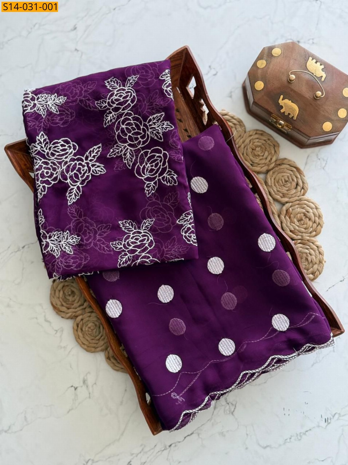 Wine Fancy Soft Georrgte Saree