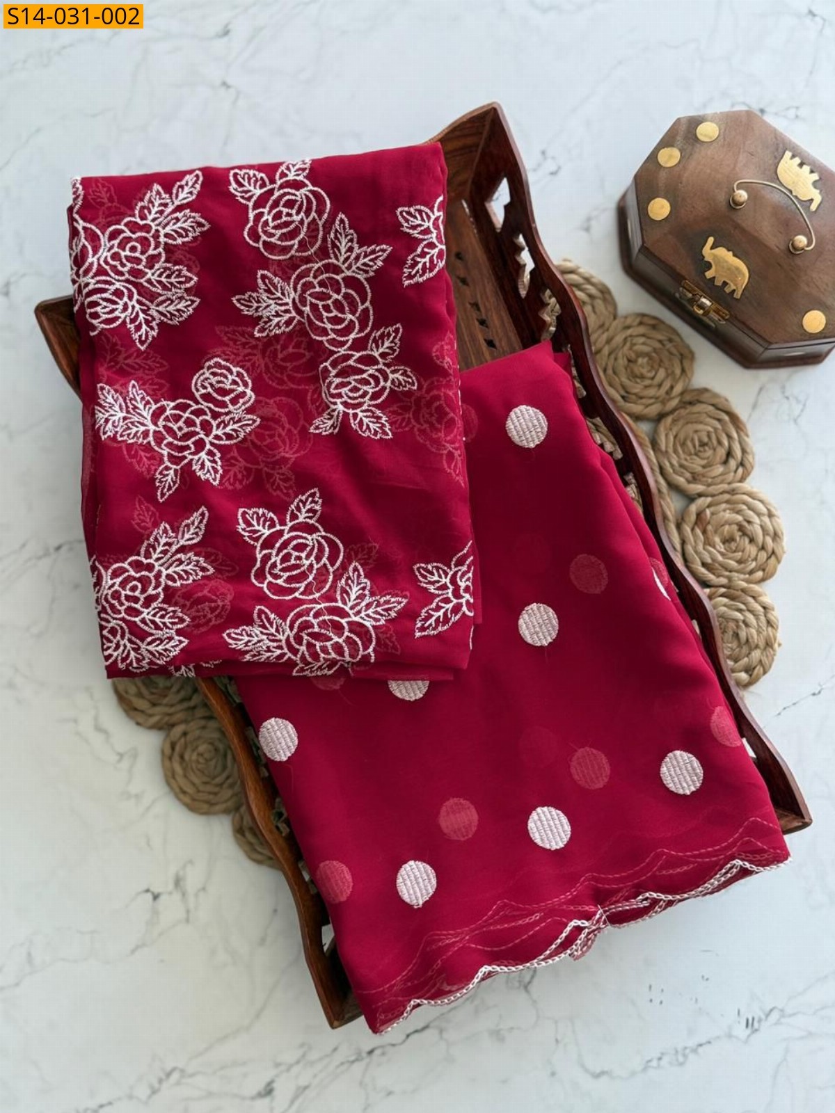 Red Fancy Soft Georrgte Saree