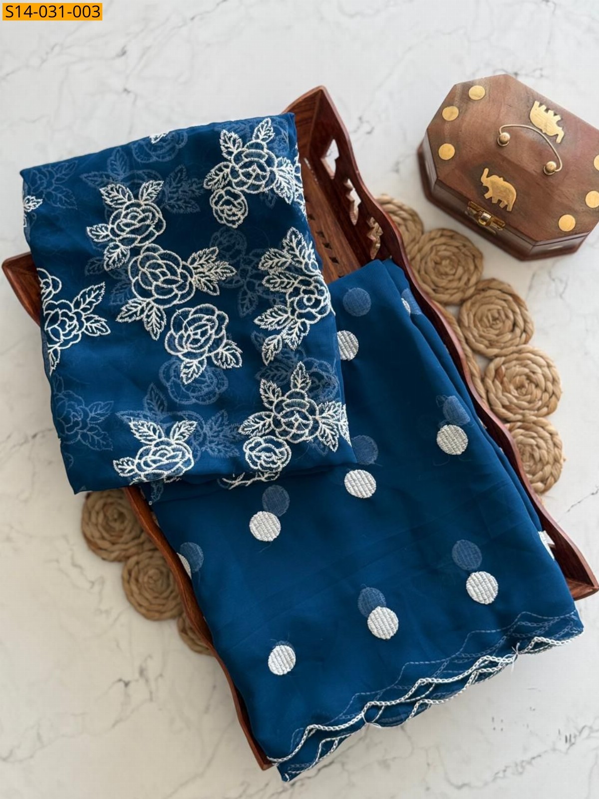 Blue Fancy Soft Georrgte Saree