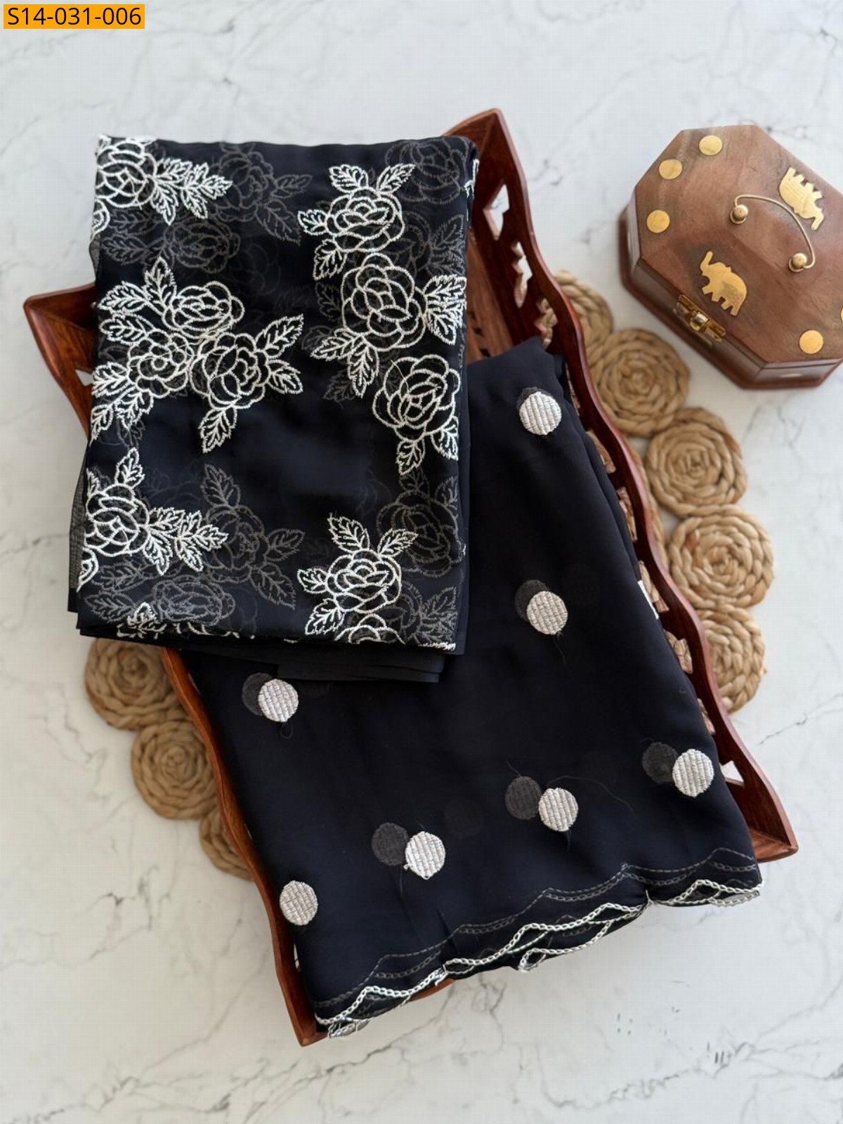 Black Fancy Soft Georrgte Saree