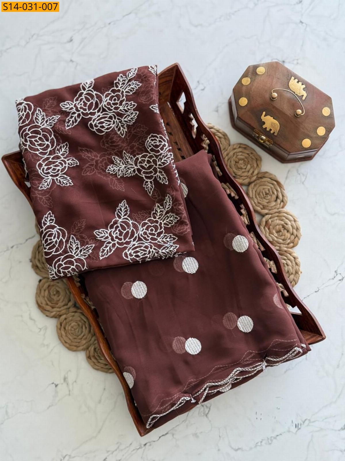 Brown Fancy Soft Georrgte Saree