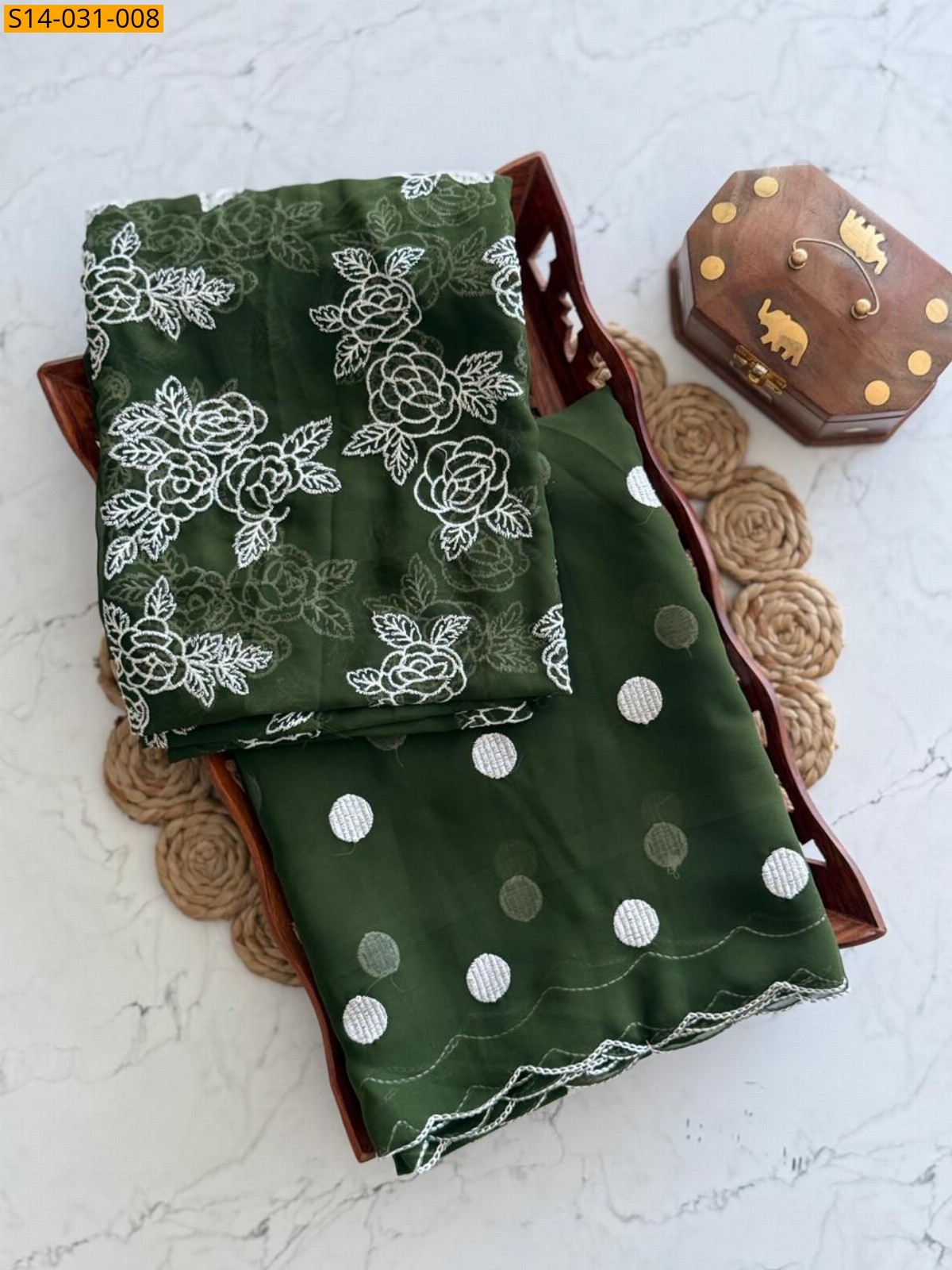 Green Fancy Soft Georrgte Saree