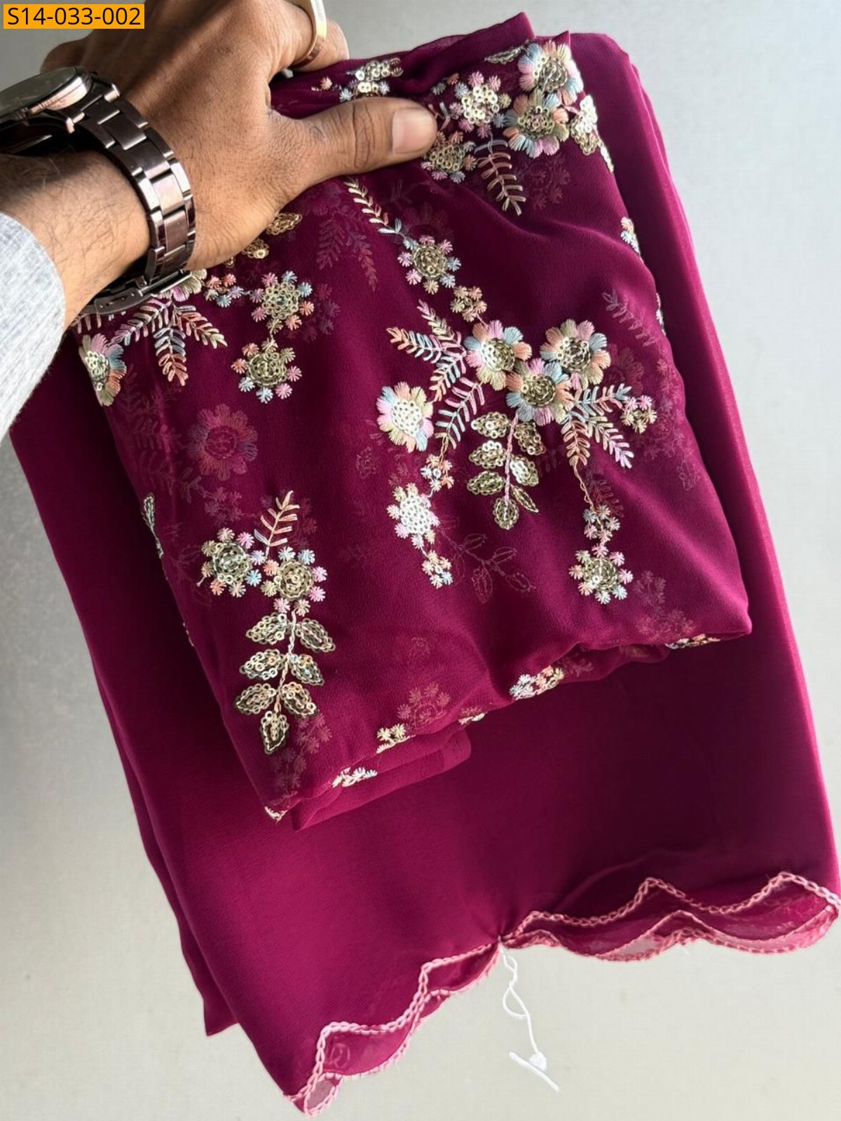 Dark pink Premium Soft Plain Georgette Saree