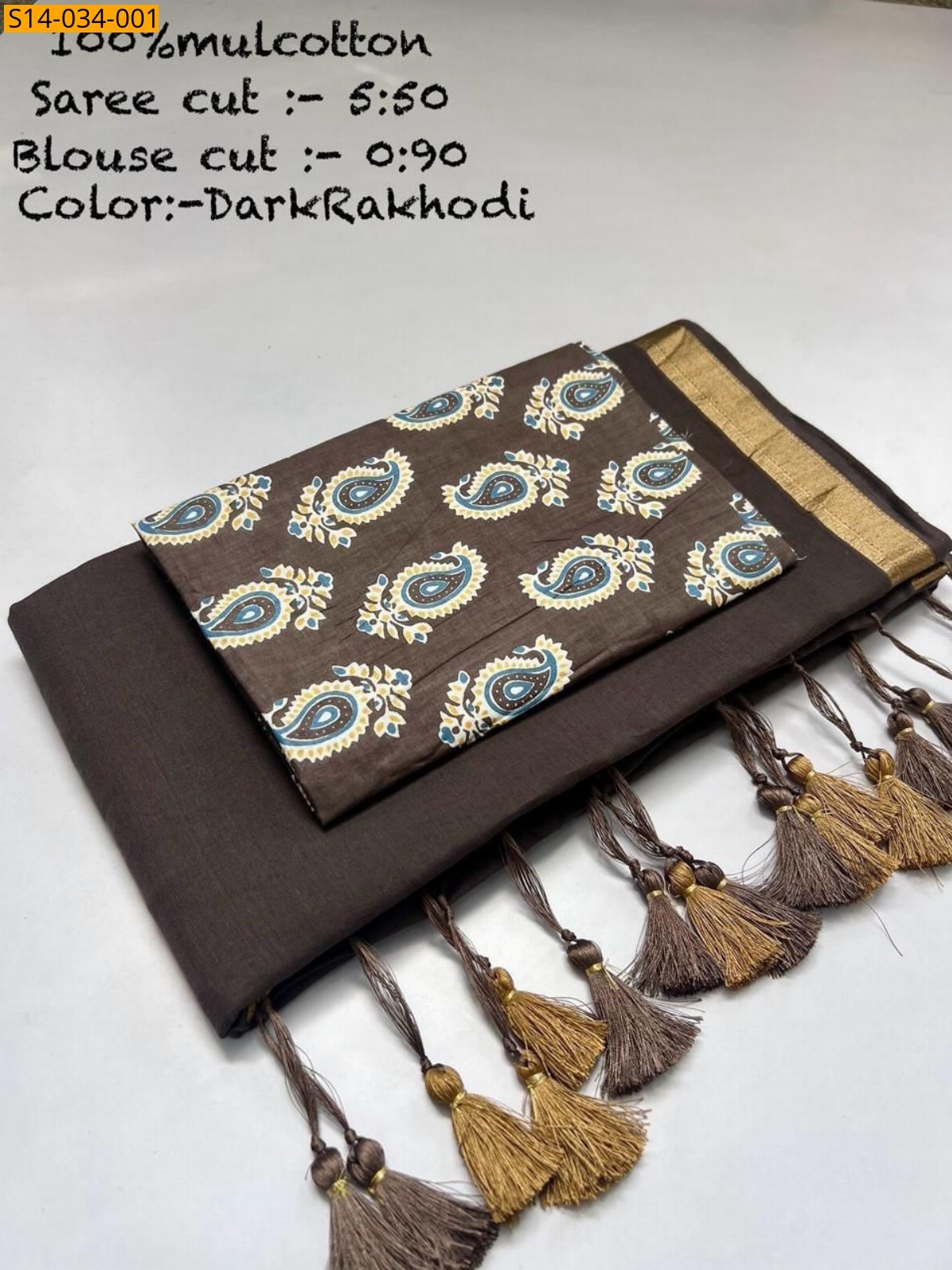 Brown Mul cotton saree